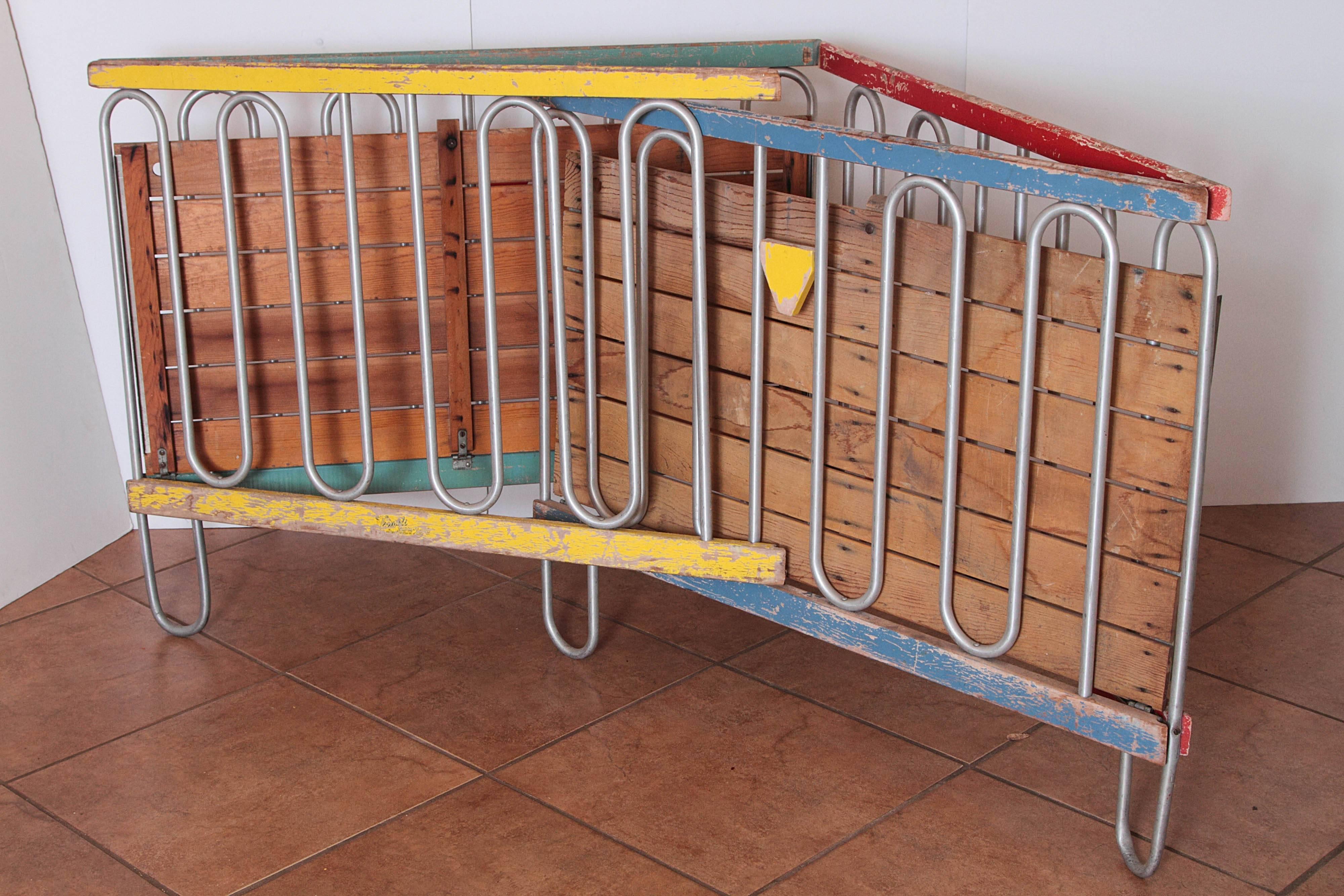 Aluminum Streamline Modernist Art Deco Collapsible Playpen or Crib after Gilbert Rohde