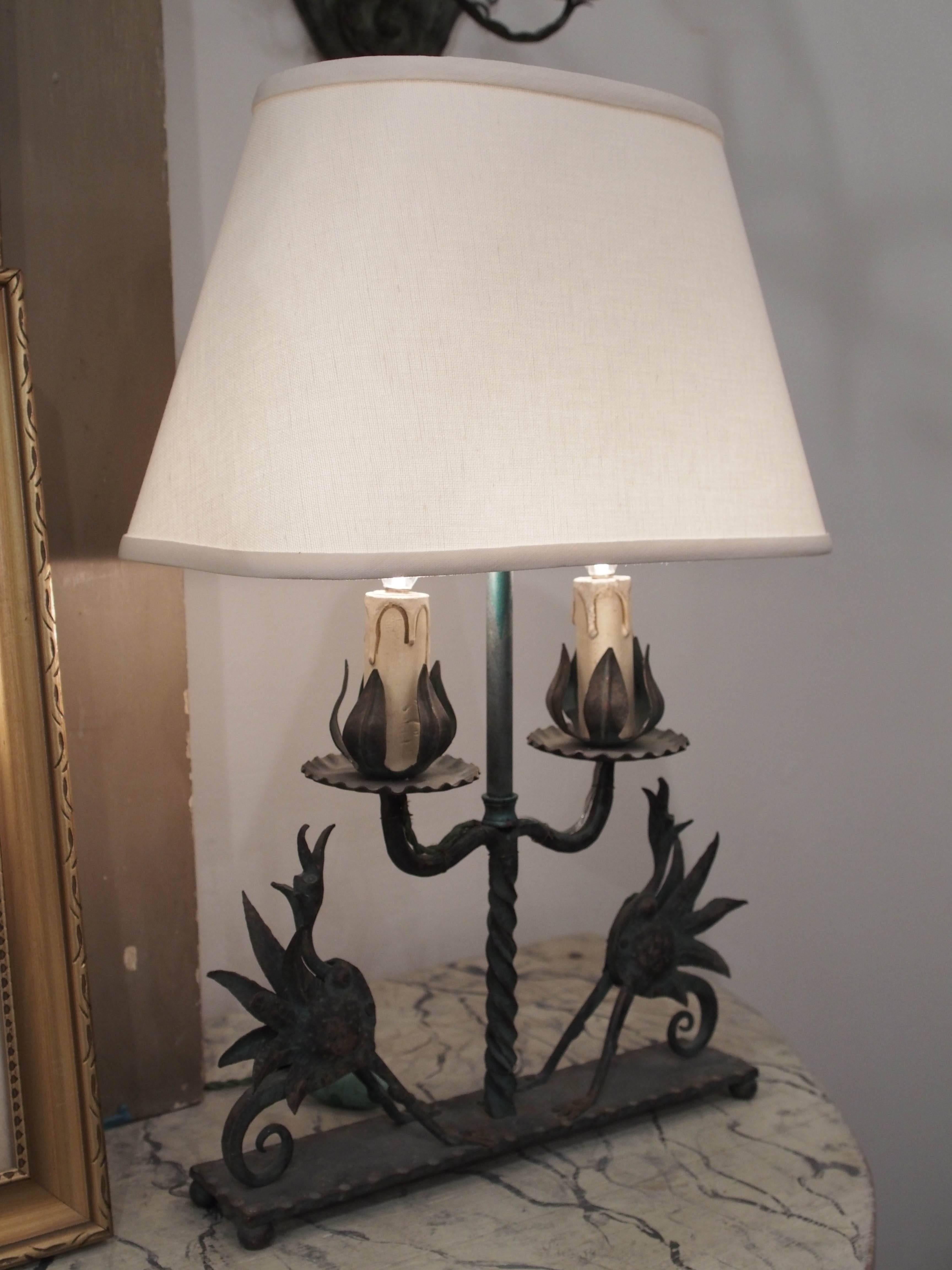 Pair of Hand-Forged Iron Lamps Attributed to Zadounaïsky 2