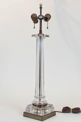 Pair of Glass and Brass Column Lamps by Chapman Lamp Co. USA