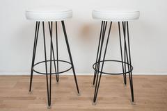 Set of Four 1950s "Atomic" Style Metal Bar Stools