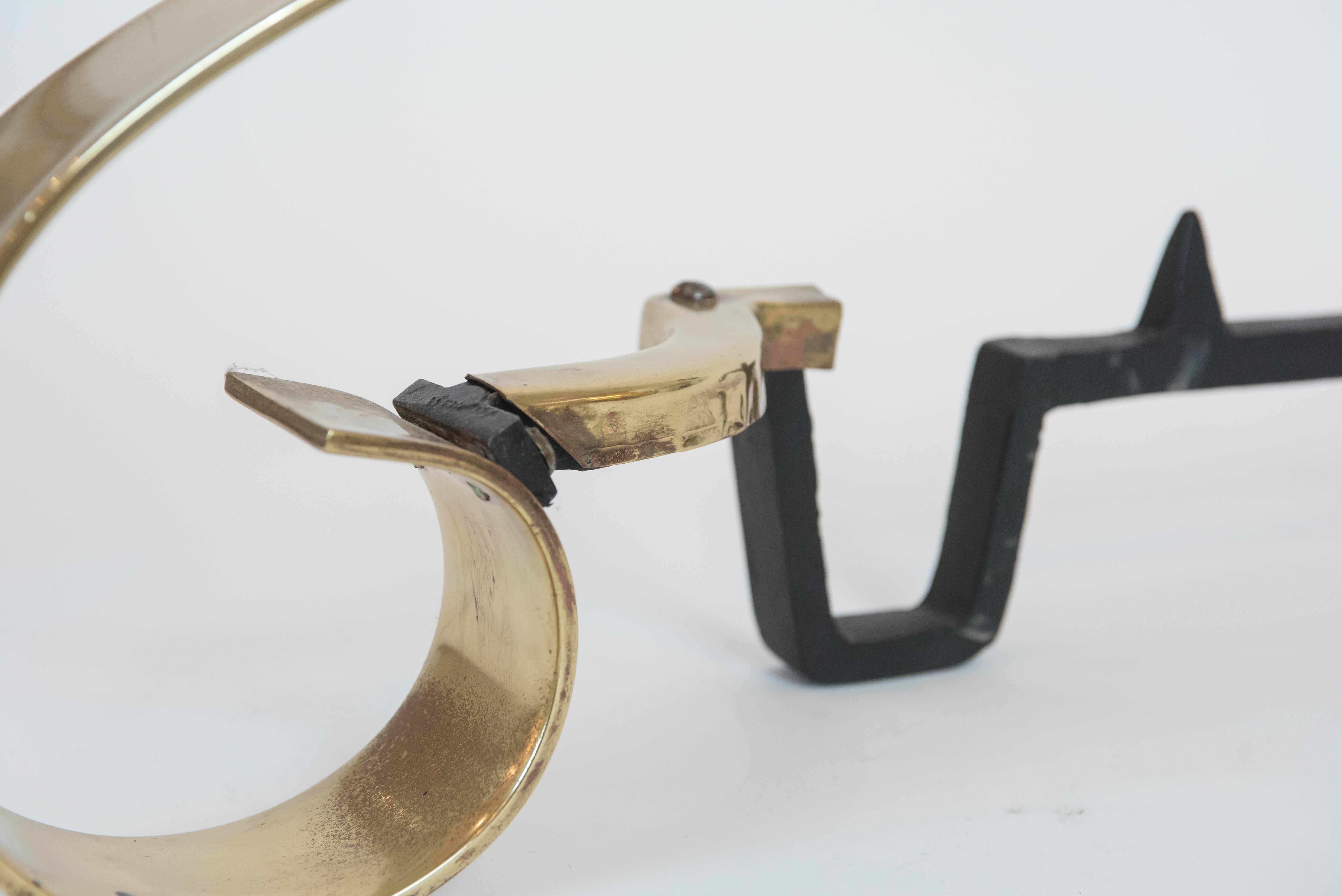 Hand-Crafted Pair of Polished Brass Andirons