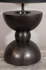 Pair of Blackened Steel Sculptural Geometric Form Steel Lamps, Larger Size