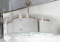 Palatial Art Deco Glass and Polished Nicked Bronze Chandelier, Maurice Dufrene