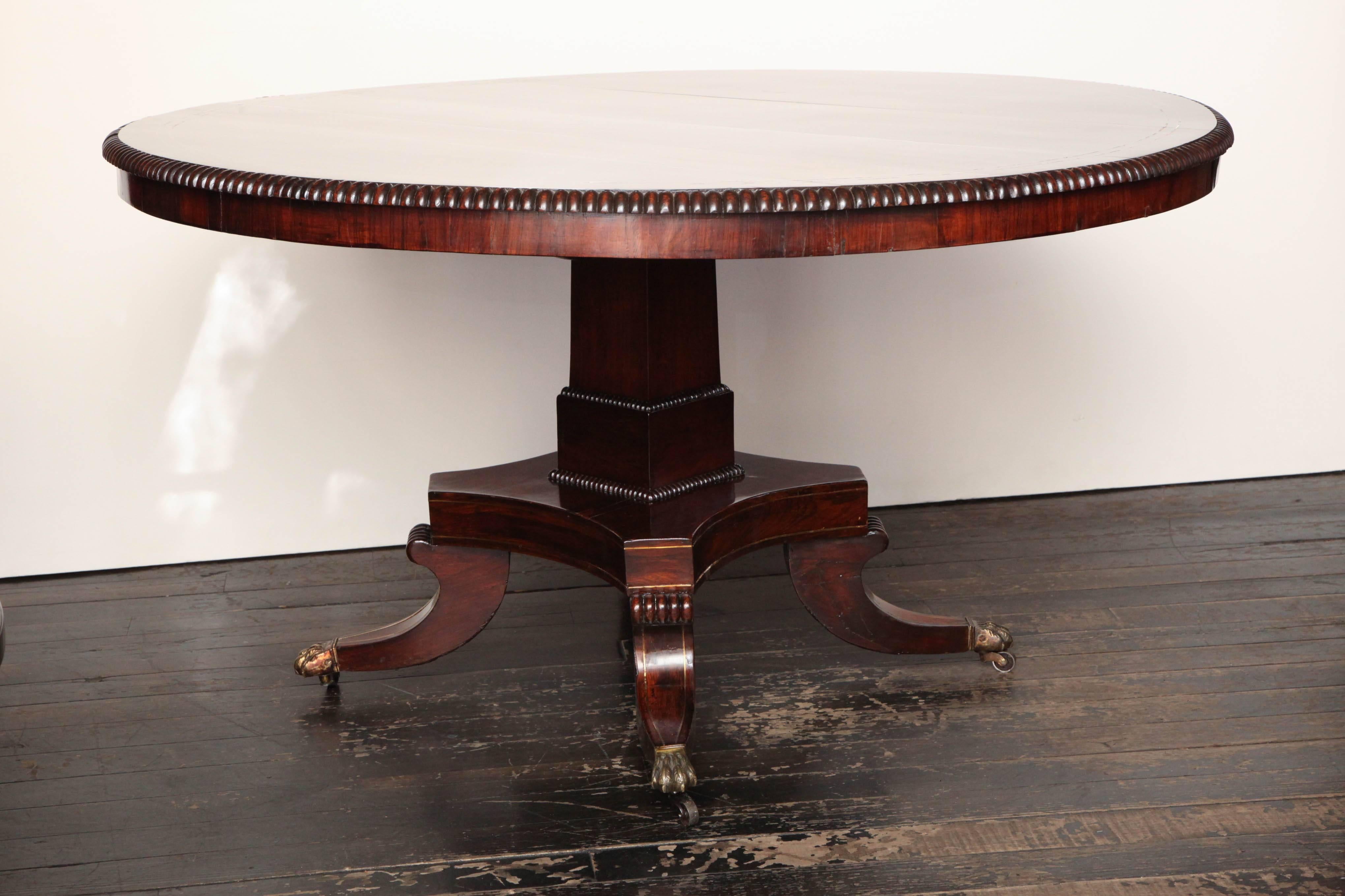 Early 19th Century English Regency Brass Inlaid Centre Table