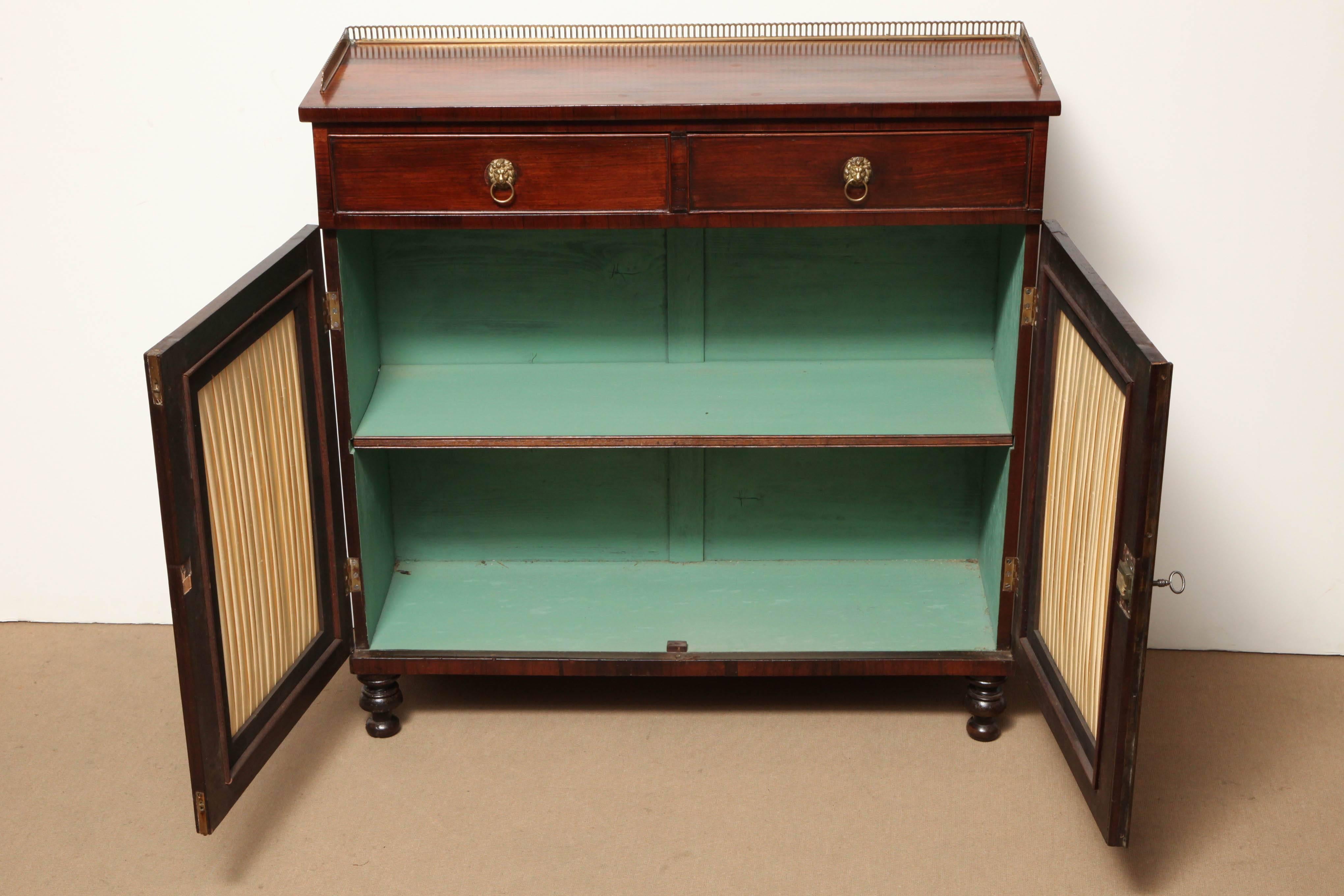 English Regency, Cabinet with Two Drawers and Grill Doors 3