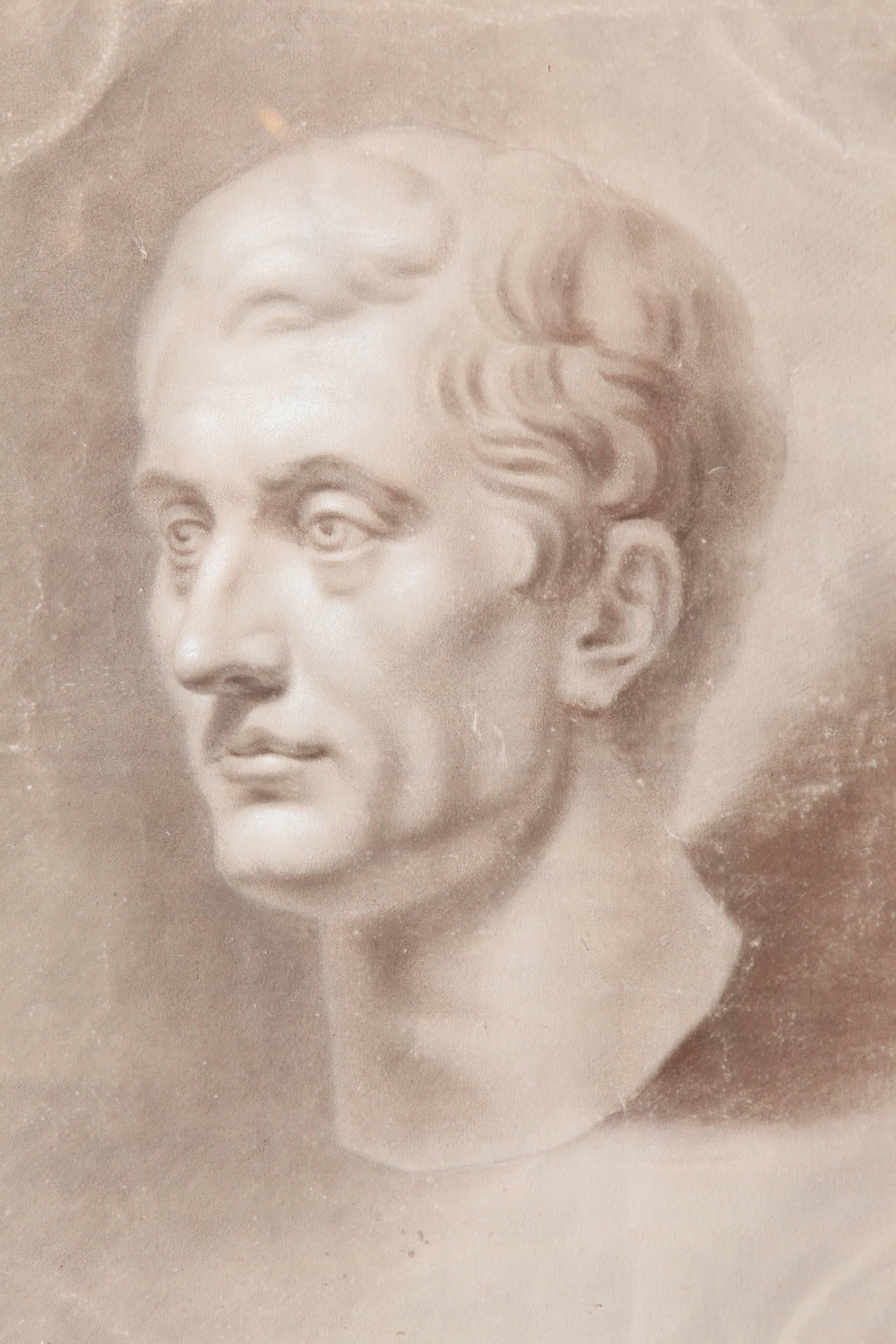 Sepia Drawing of a Caesar in an Ebonized Frame For Sale 3