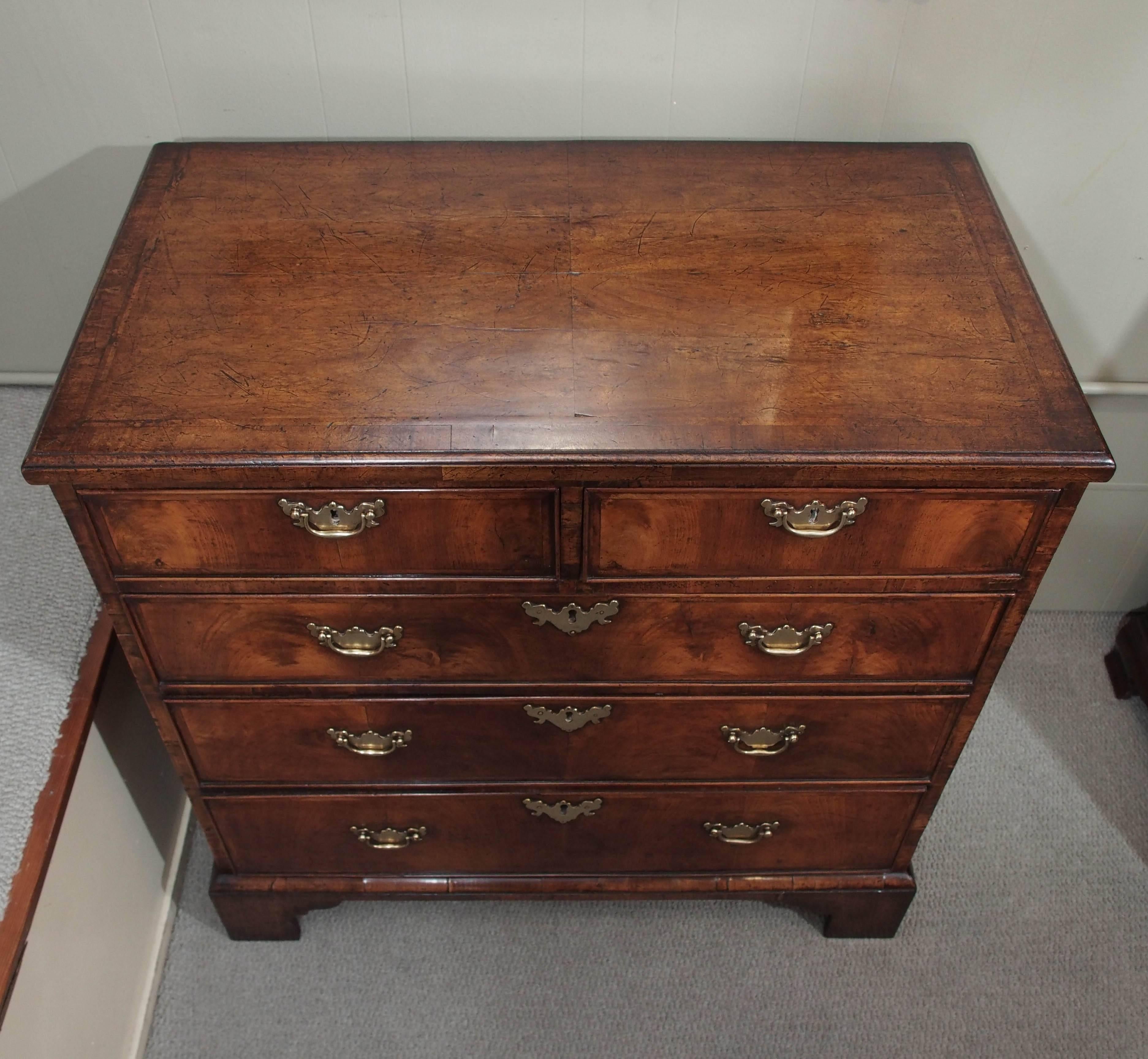 English Early 18th Century Walnut Chest of Drawers
