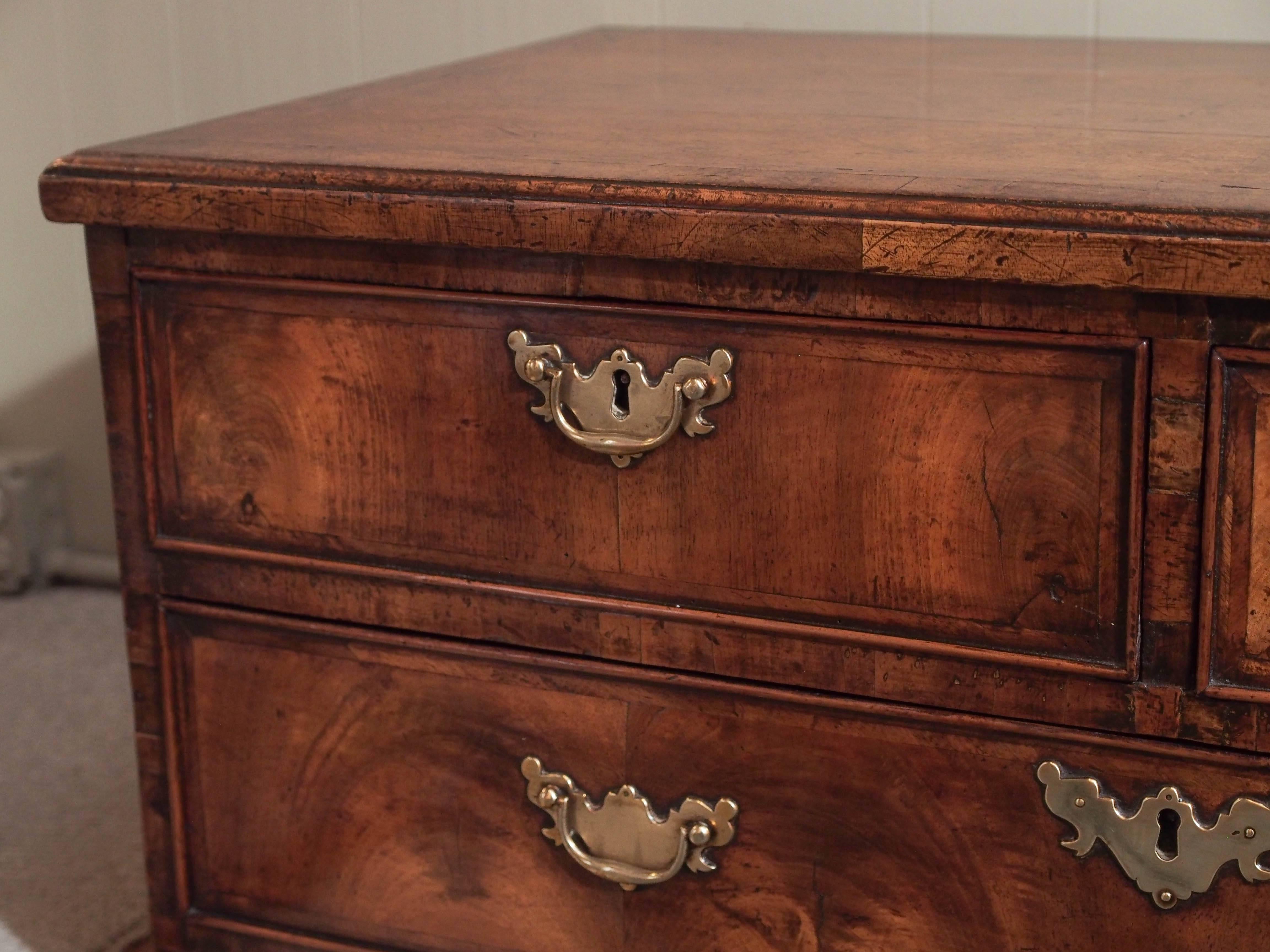 Cross-Banded Early 18th Century Walnut Chest of Drawers