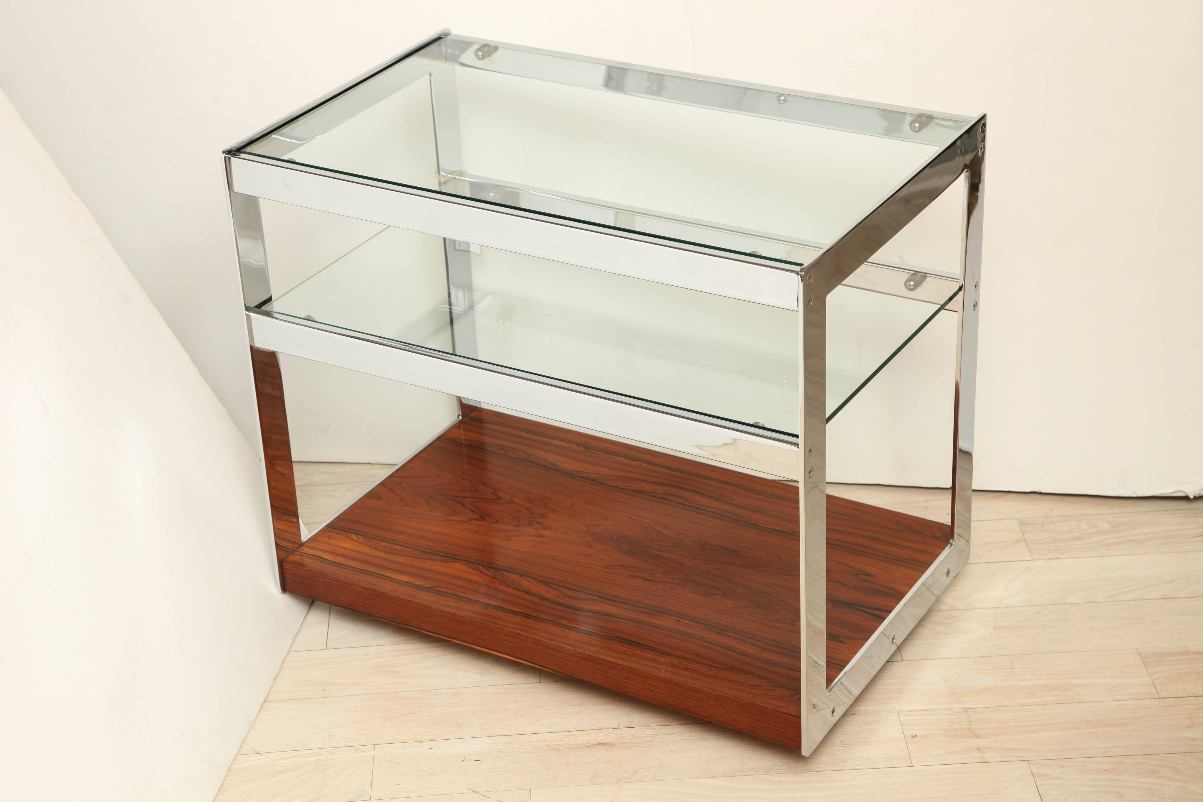 1970s Chrome & Rosewood Bar Cart/Trolley by Richard Young for Merrow Associates In Excellent Condition In New York, NY