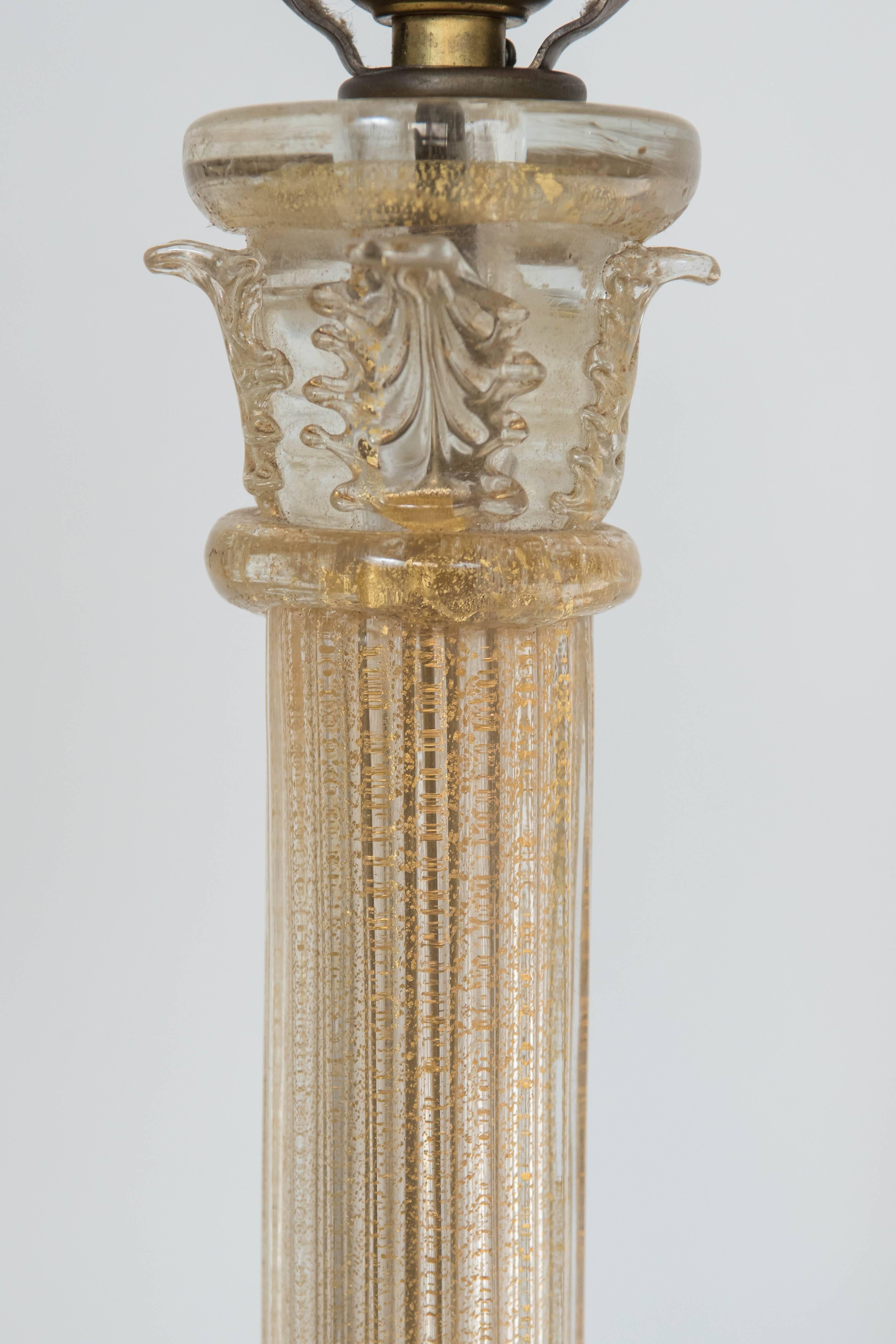 Classical Roman Ercole Barovier Pair of Corinthian Column Lamp Bases For Sale