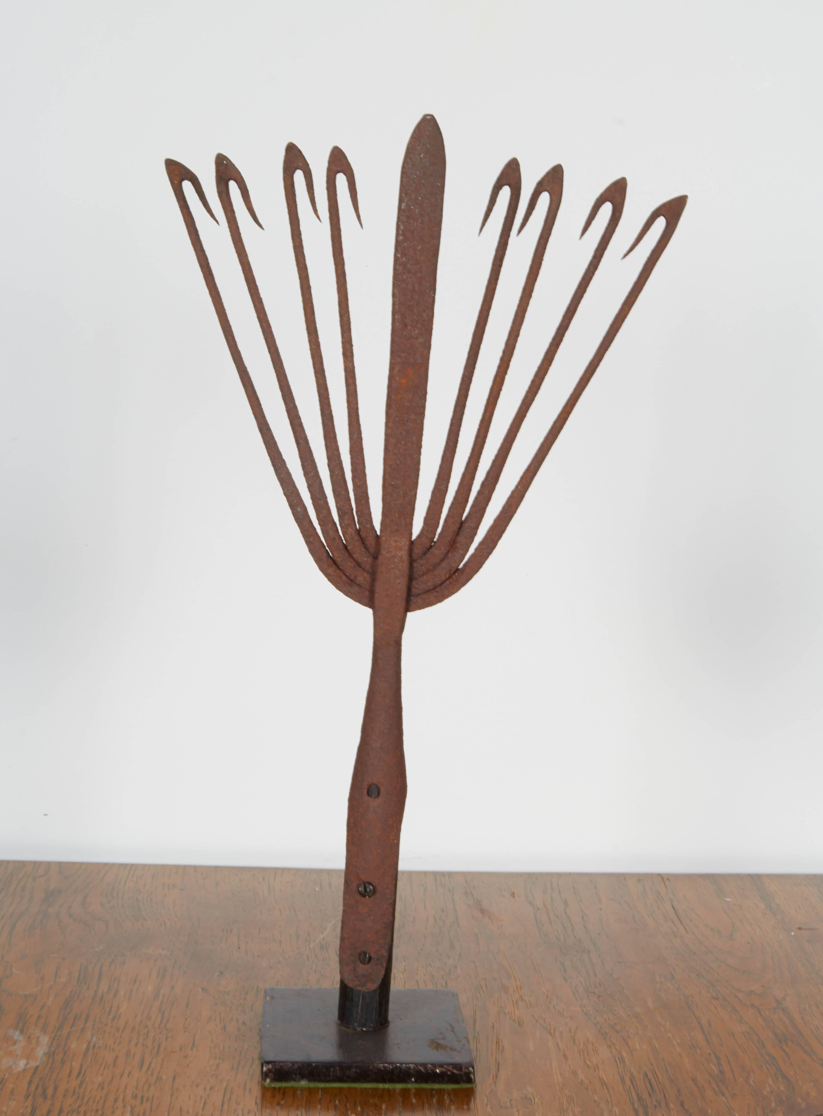 Primitive Collection of 19th Century Eel Spears on Stands