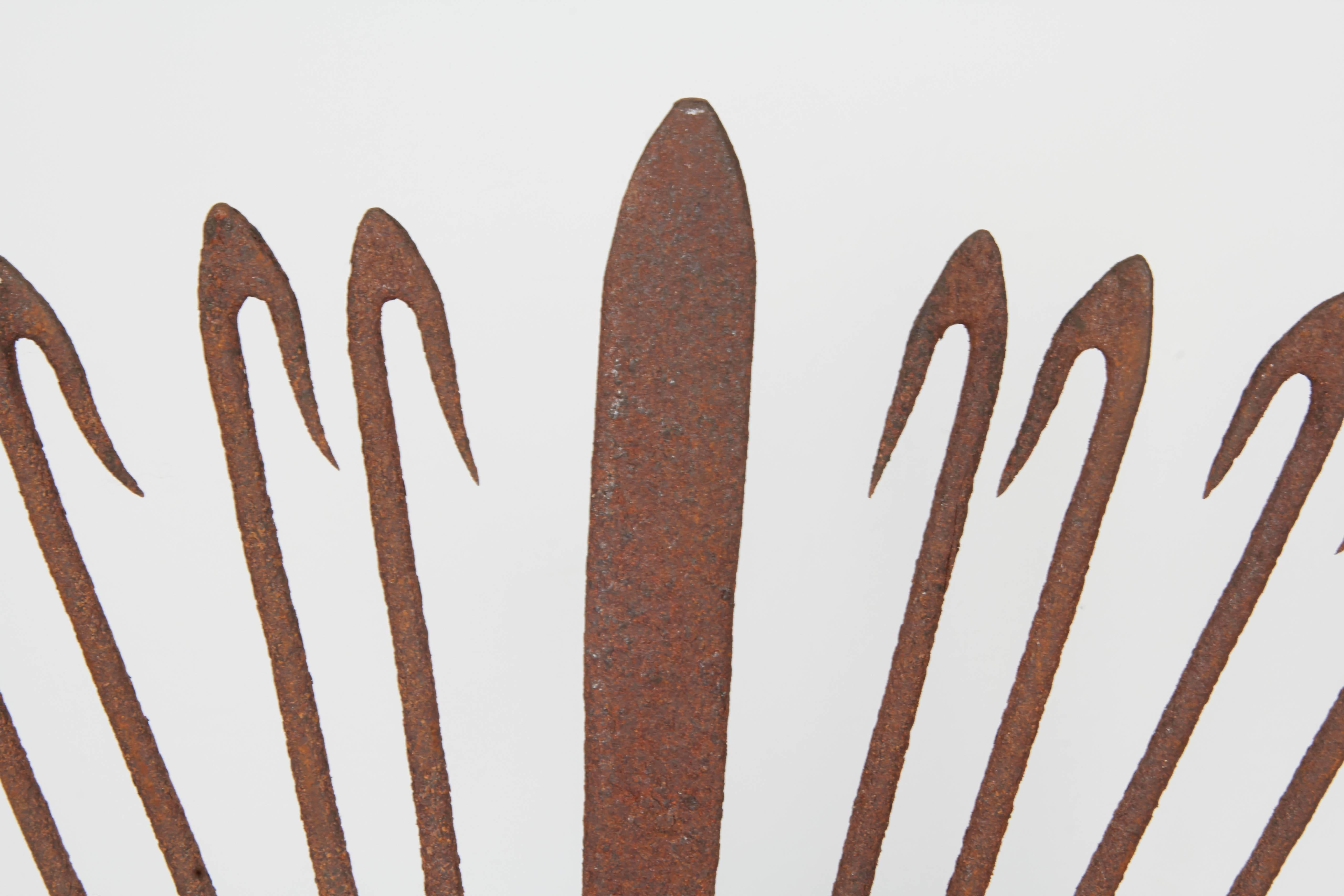Collection of 19th Century Eel Spears on Stands 1