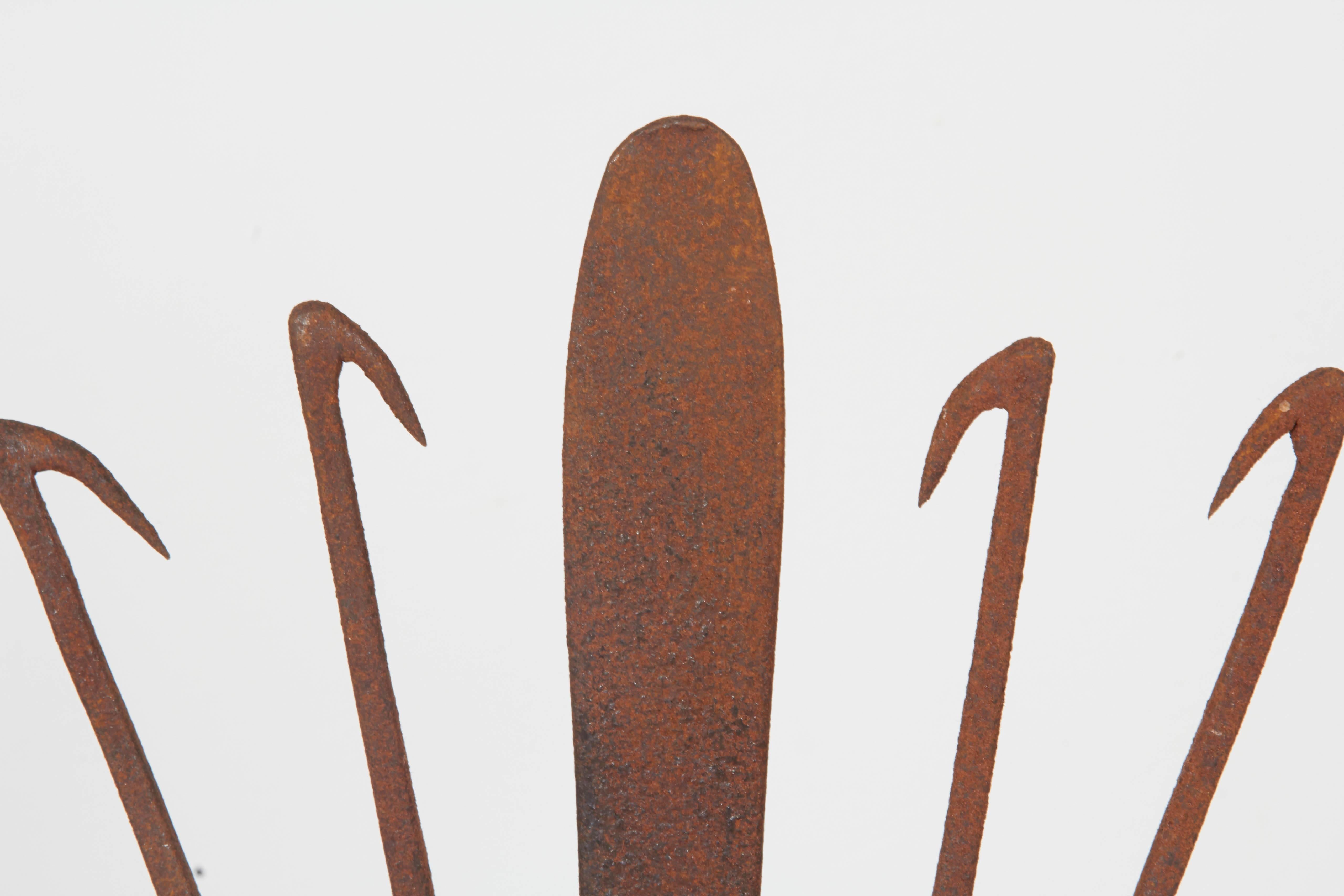 Collection of 19th Century Eel Spears on Stands 2