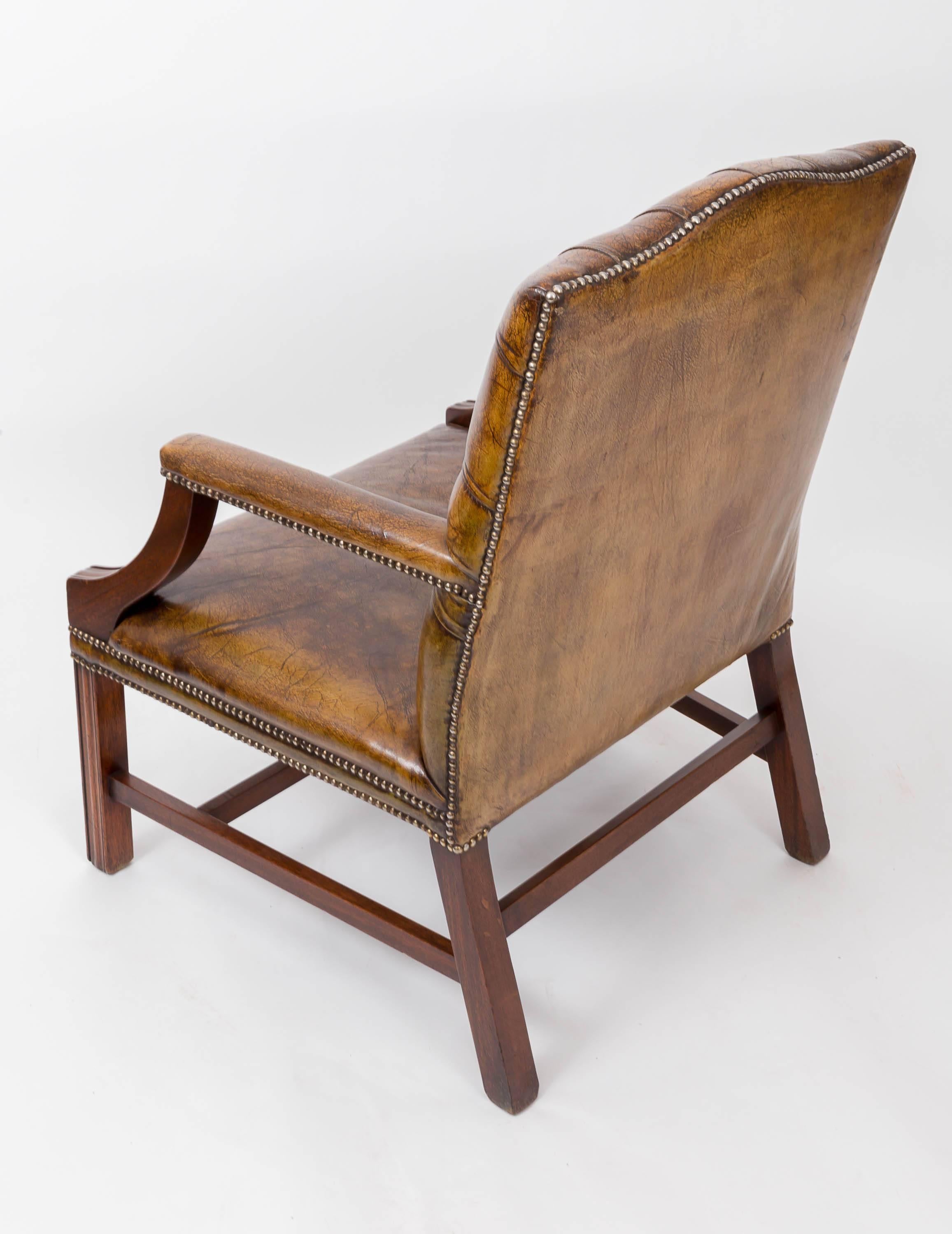 English Gainsborough Leather Library, Desk Chair, England, circa 1930 For Sale