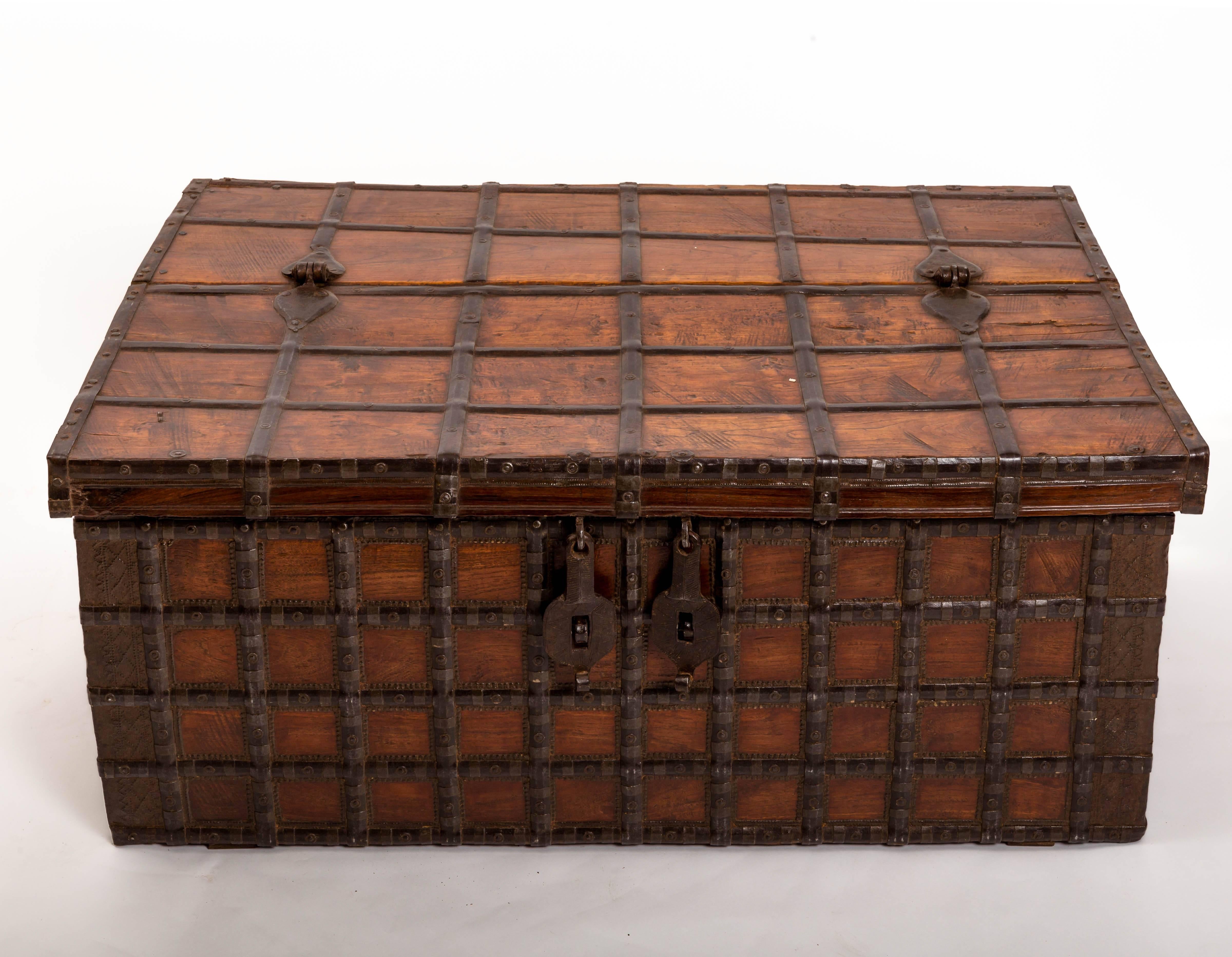 19th Century Teak Trunk, India, circa 1870 In Excellent Condition In East Hampton, NY