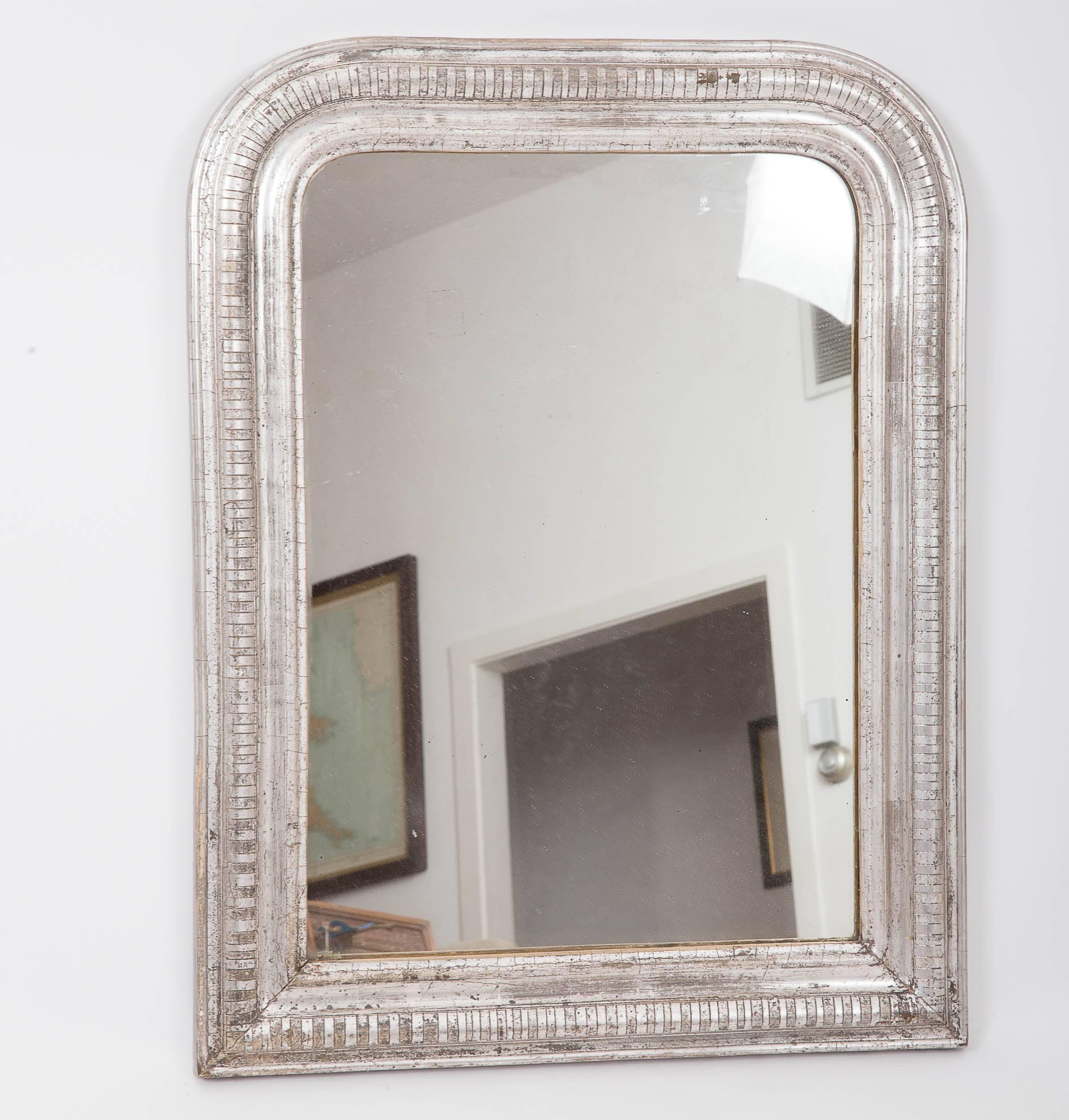 Louis Philippe 19th Century Silver Giltwood Mirror, France, circa 1870