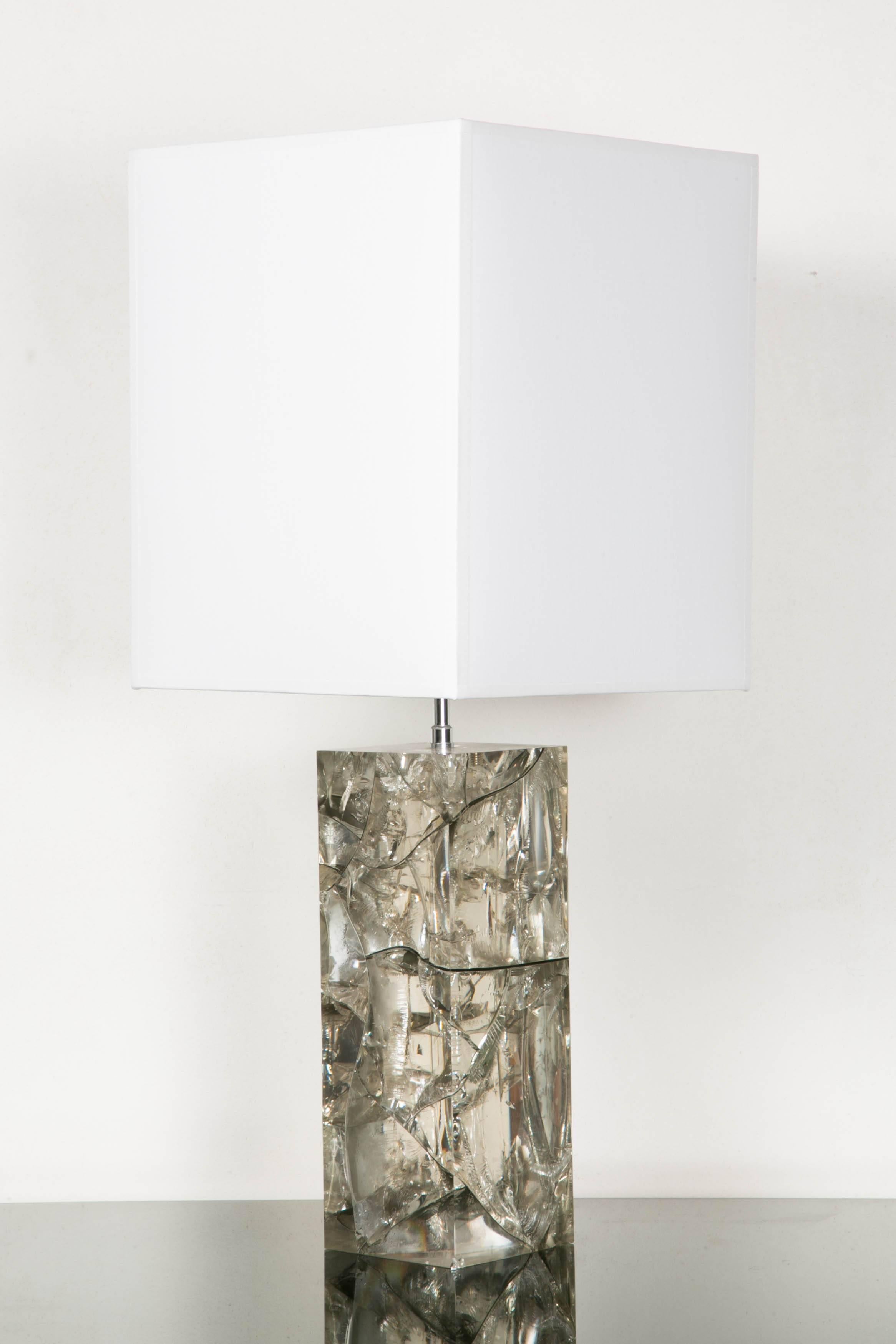 Fractal Resin Table Lamp by Marie-Claude de Fouquières, circa, 1970 In Good Condition For Sale In Paris, FR