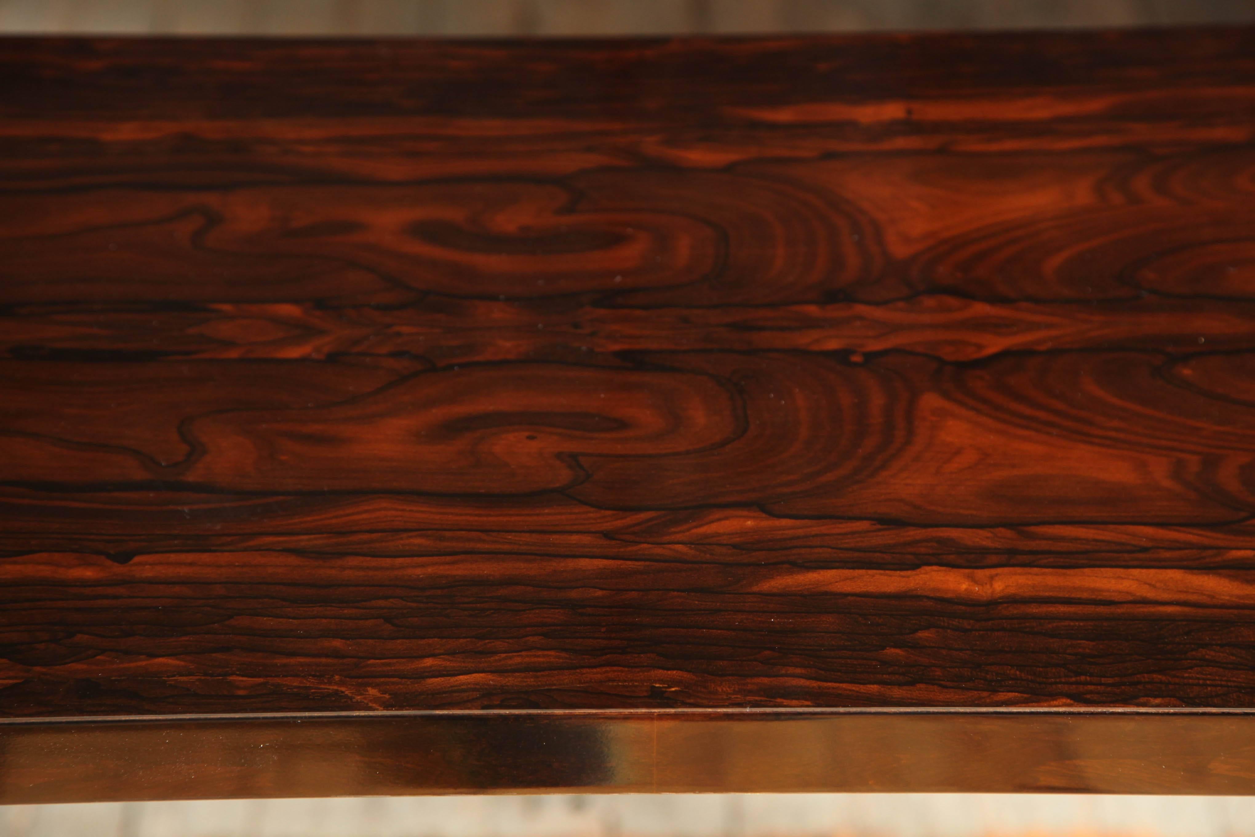 Art Deco Console Table in Macassar Ebony and Brass, circa 1940 5