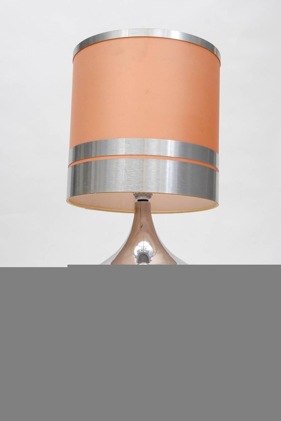 French Eclectic Set of Five Different Stainless Steel Lamps with Original Shades For Sale
