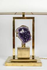 Small and Elegant Pair of Amethyst and Brass Lamps