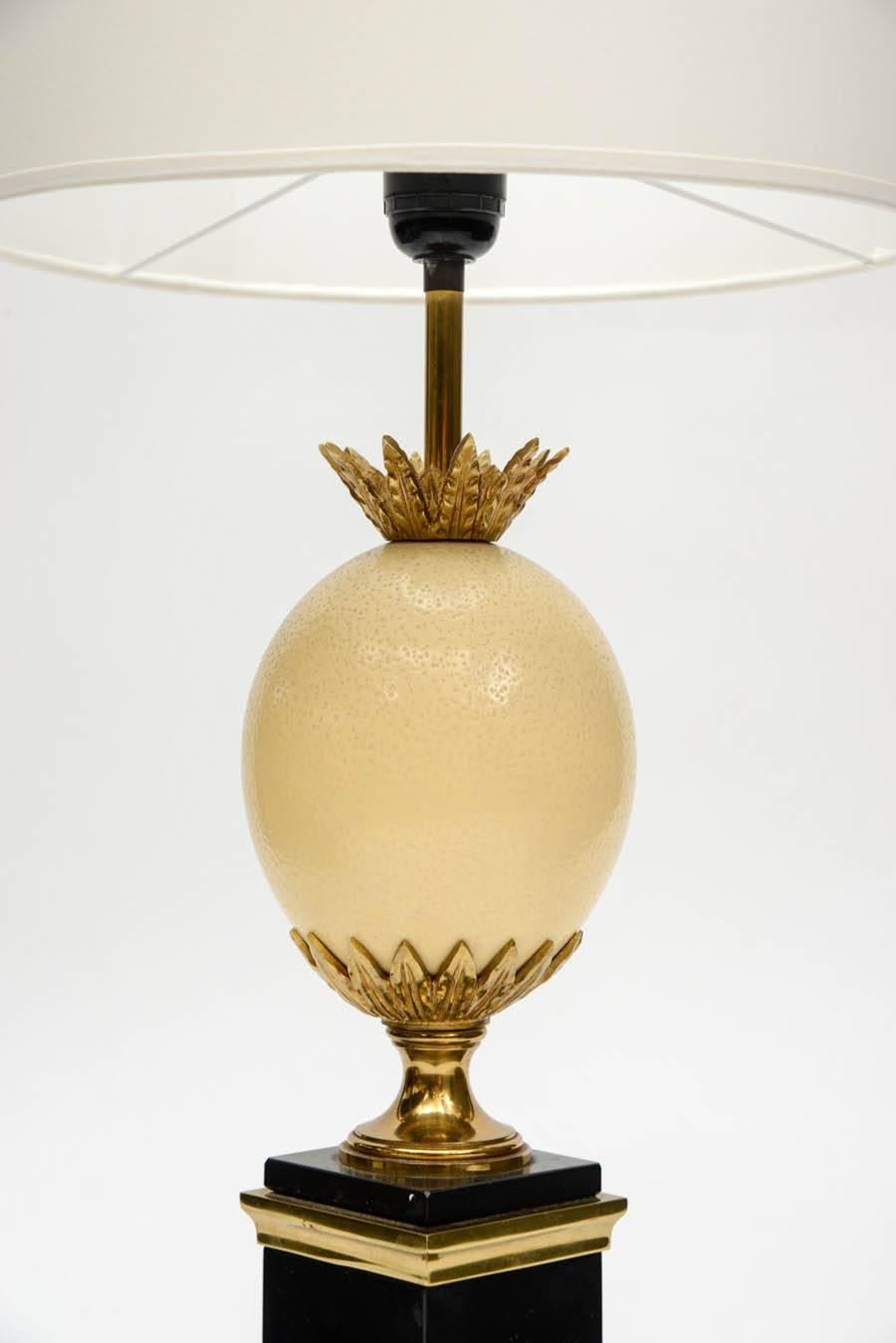 Mid-Century Modern Pair of Ostrich Egg Lamps by Maison Charles