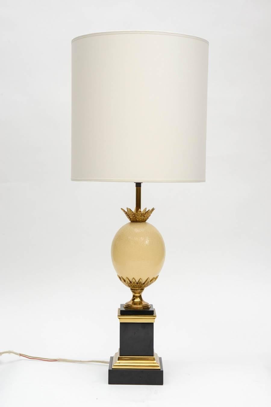 French Pair of Ostrich Egg Lamps by Maison Charles
