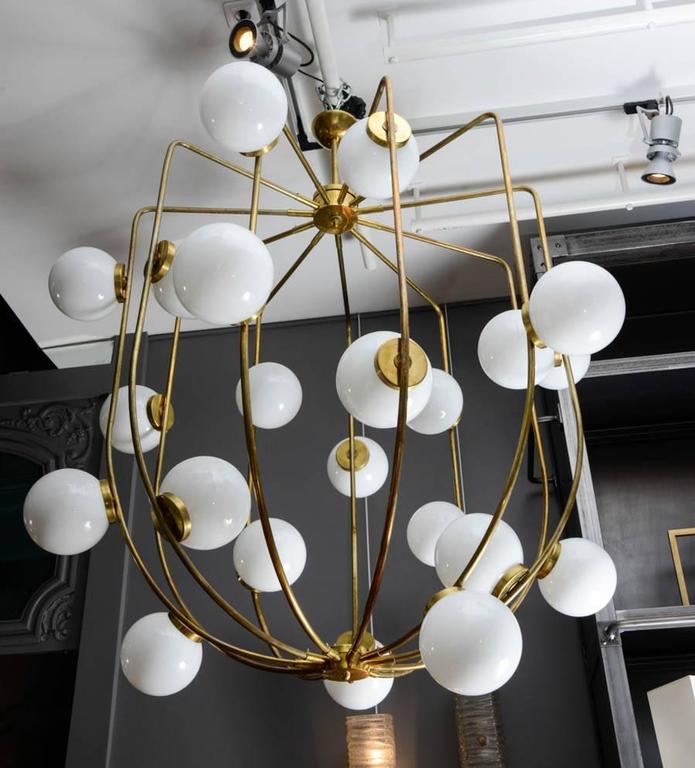 big-lantern-shaped-brass-and-globes-chandelier-at-1stdibs