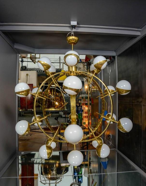 Pair of Round Brass Chandeliers For Sale at 1stdibs