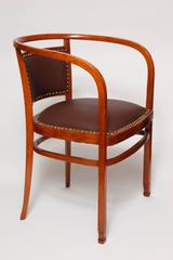 Otto Wagner Secessionist Bentwood and Leather Armchair, J&J Kohn, 1906