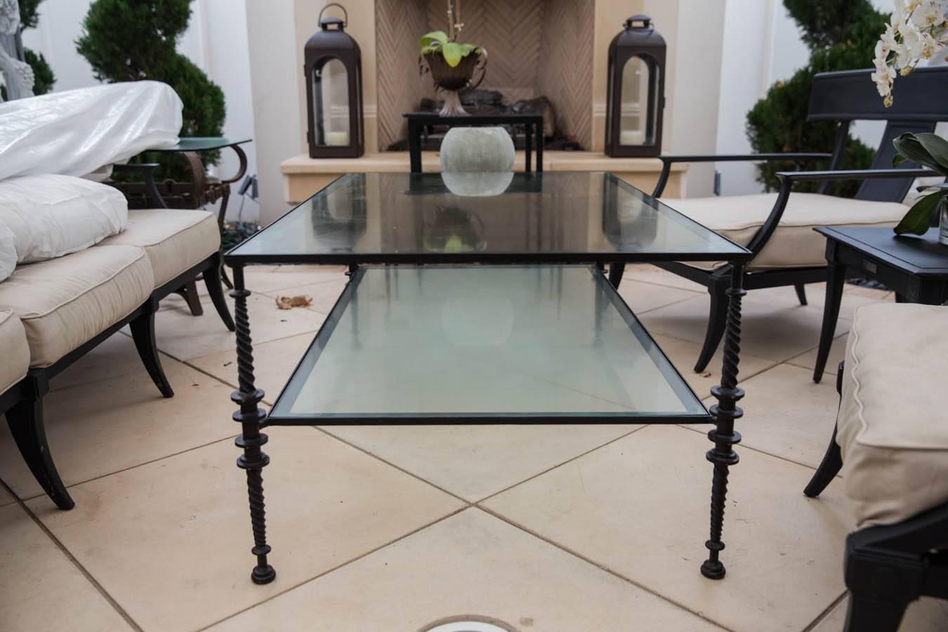 Giacometti Style Black Wrought Iron Two-Tier Cocktail Table 1