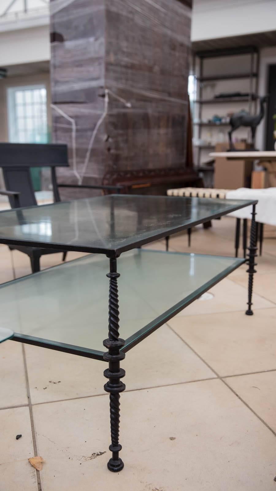 Giacometti Style Black Wrought Iron Two-Tier Cocktail Table 2