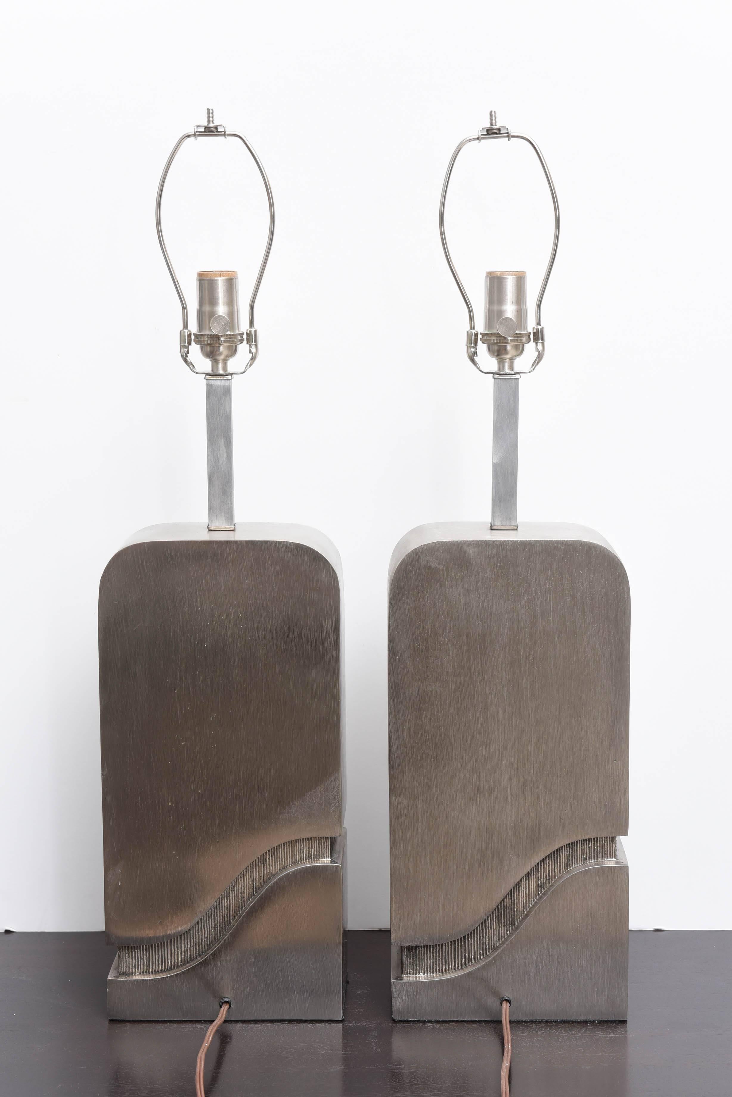 Steel Pair of Pierre Cardin Table Lamps