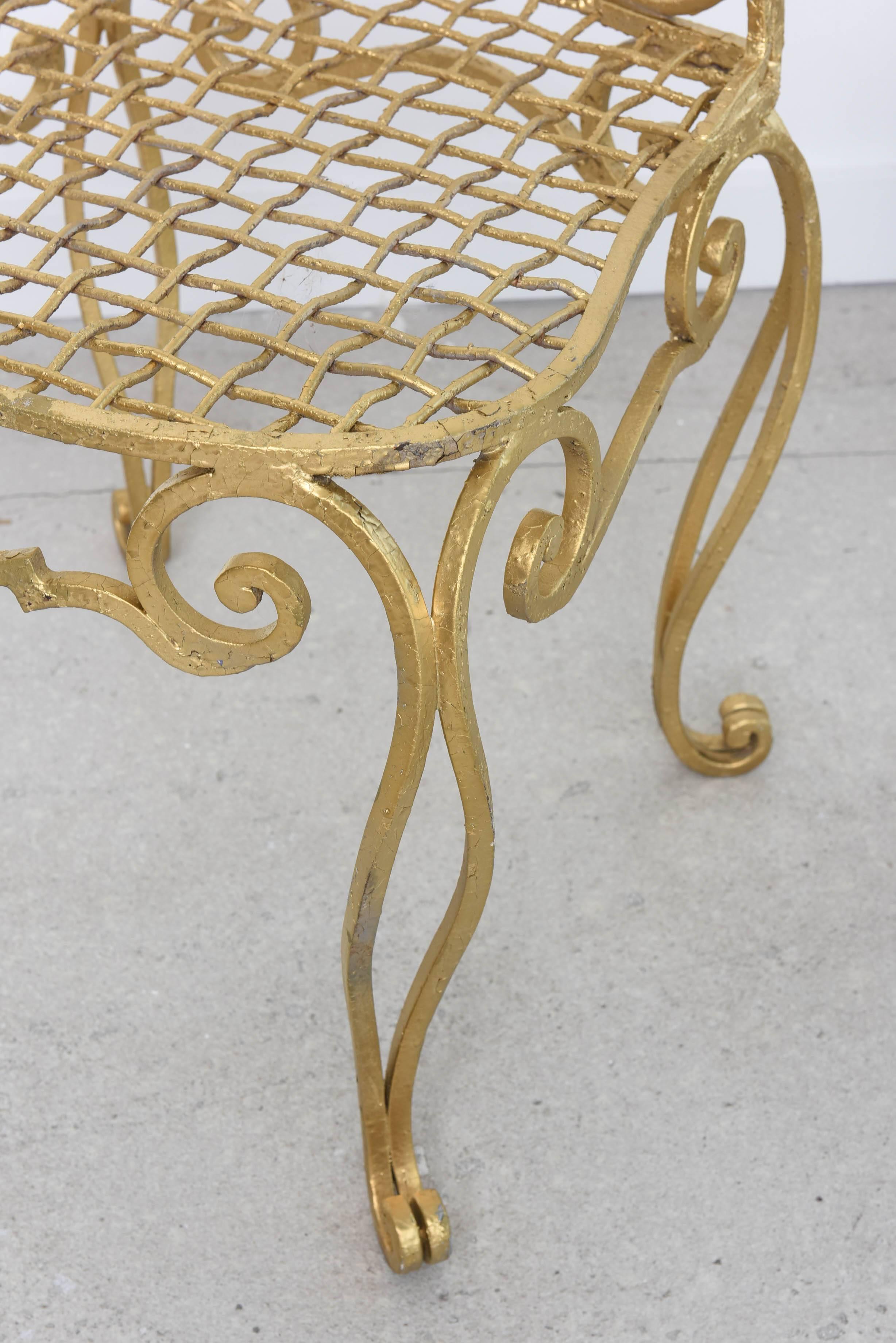 Pair of French Gilt Metal Chairs by Jean-Charles Moreux In Excellent Condition In West Palm Beach, FL