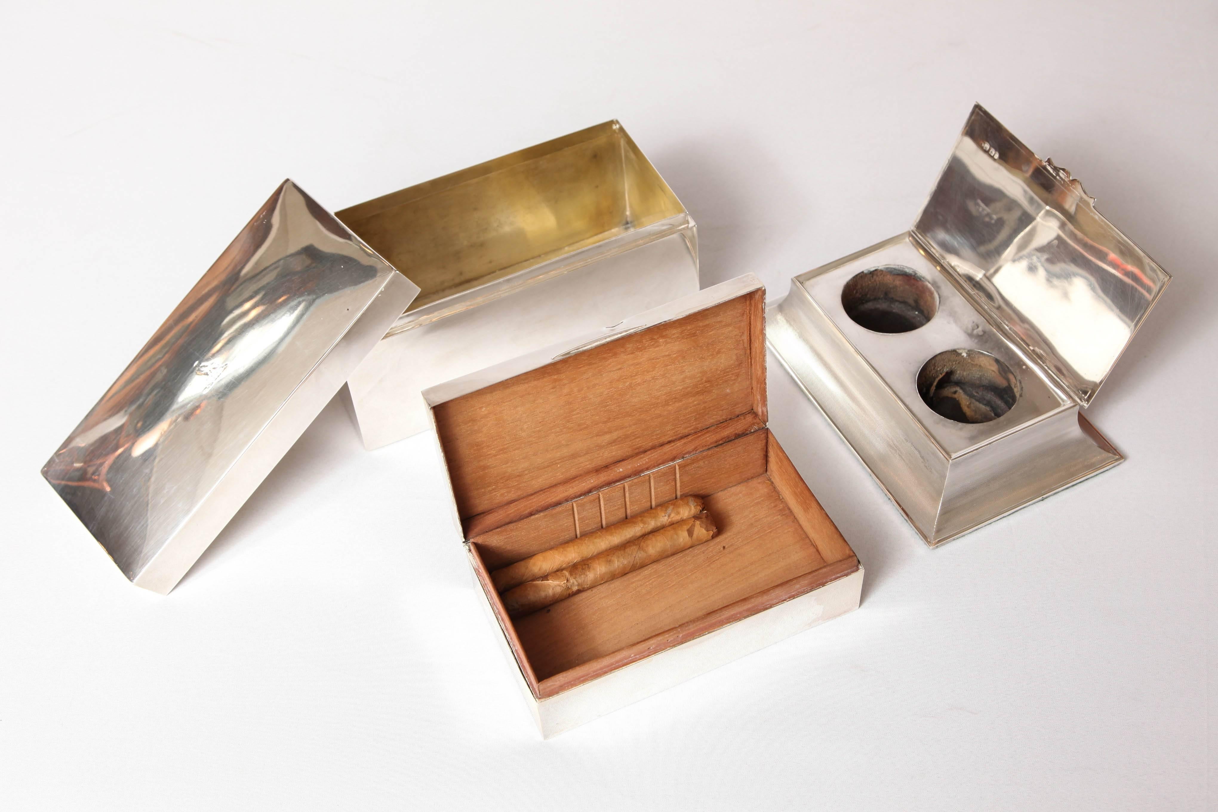English Set of Silver Cigar Cases 