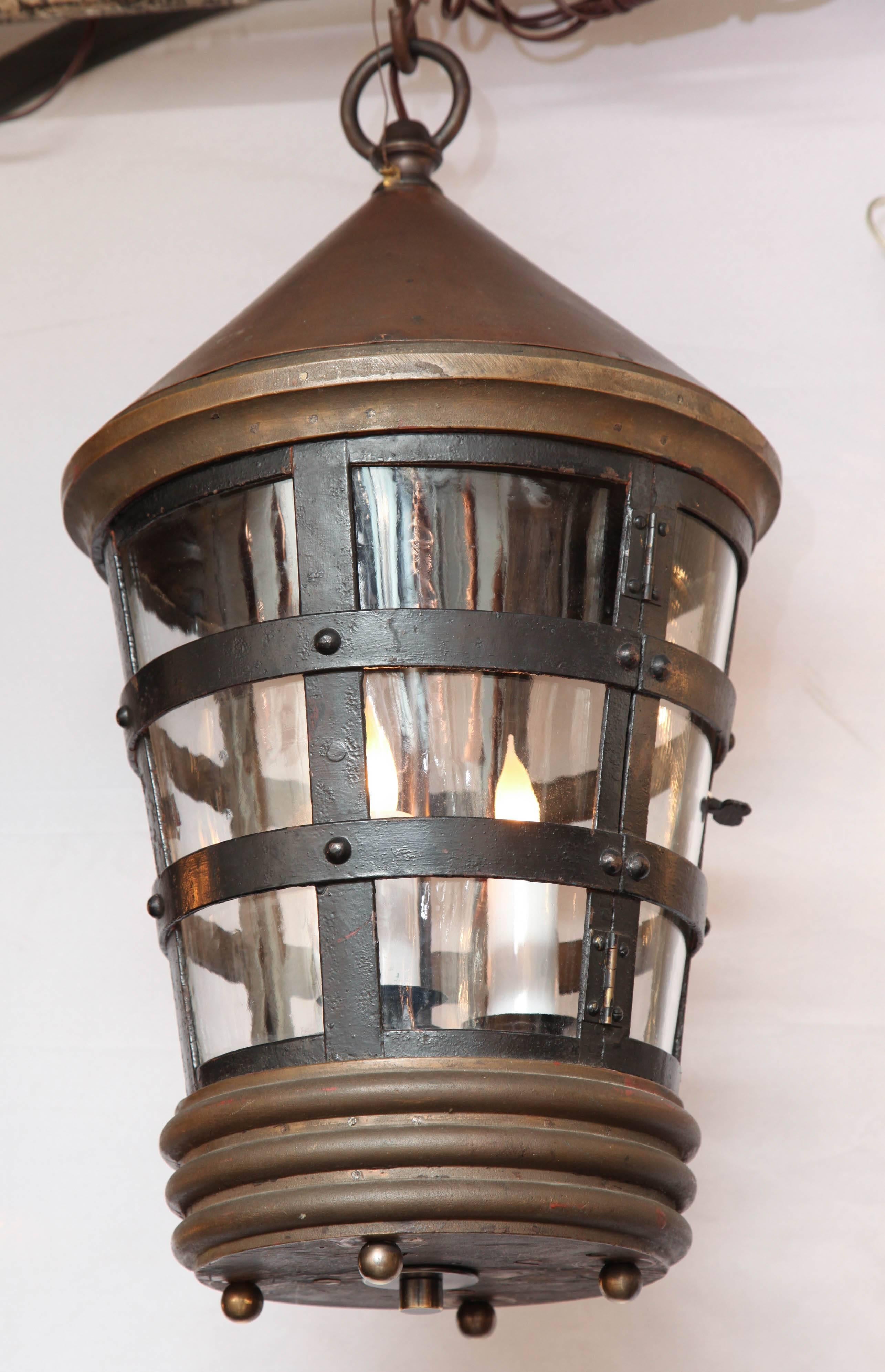 English Pair of Conical Top Lanterns 