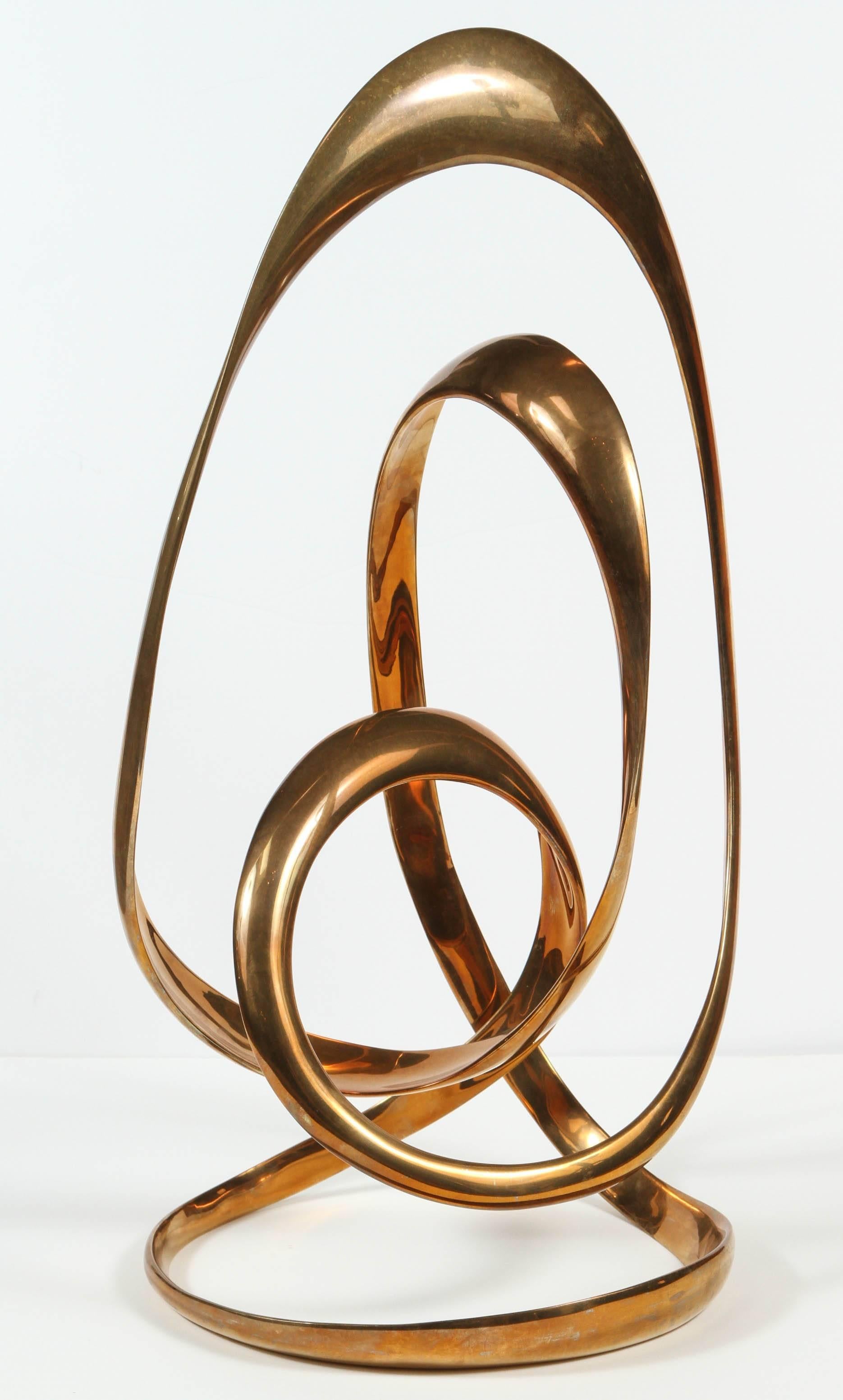 Original Bob and Tom Bennett bronze abstract swirl sculpture. Tom and Bob Bennett are American artists who create unparalleled works of art. They have creative, expansive, innovative, stylized, sensuous lines that merged to form the distinguished