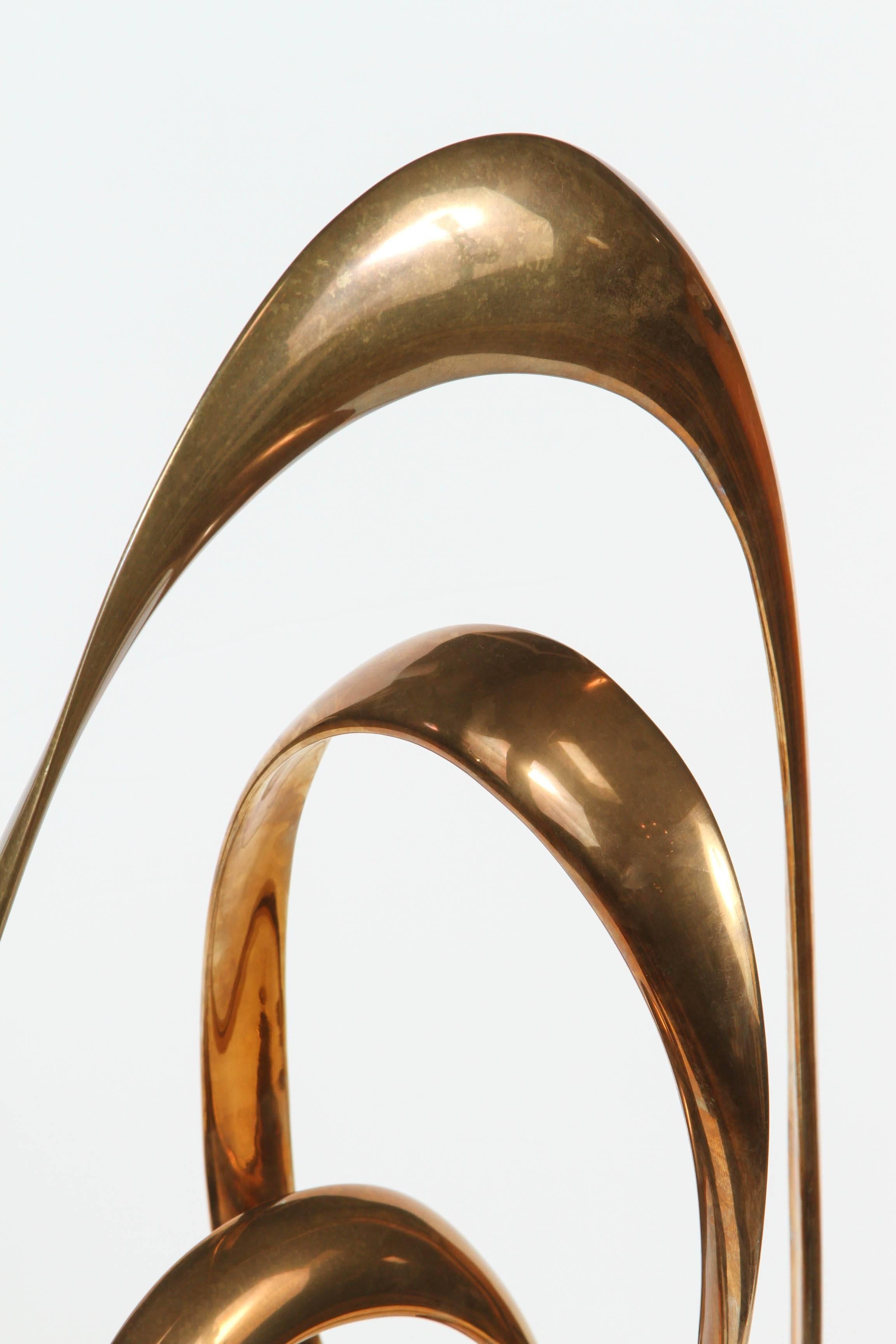 Mid-Century Modern Original Bob and Tom Bennett Bronze Abstract Swirl Sculpture