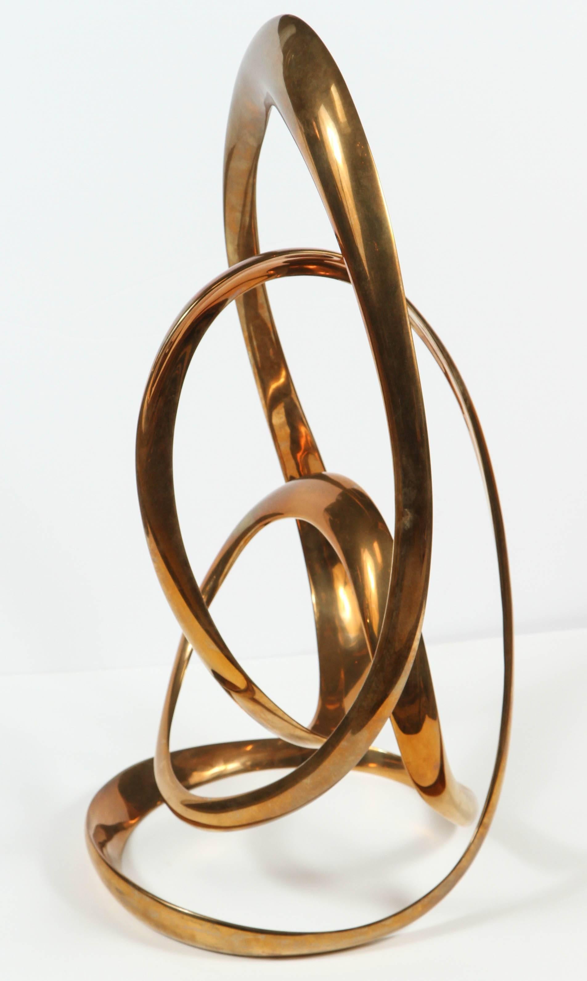 Polished Original Bob and Tom Bennett Bronze Abstract Swirl Sculpture
