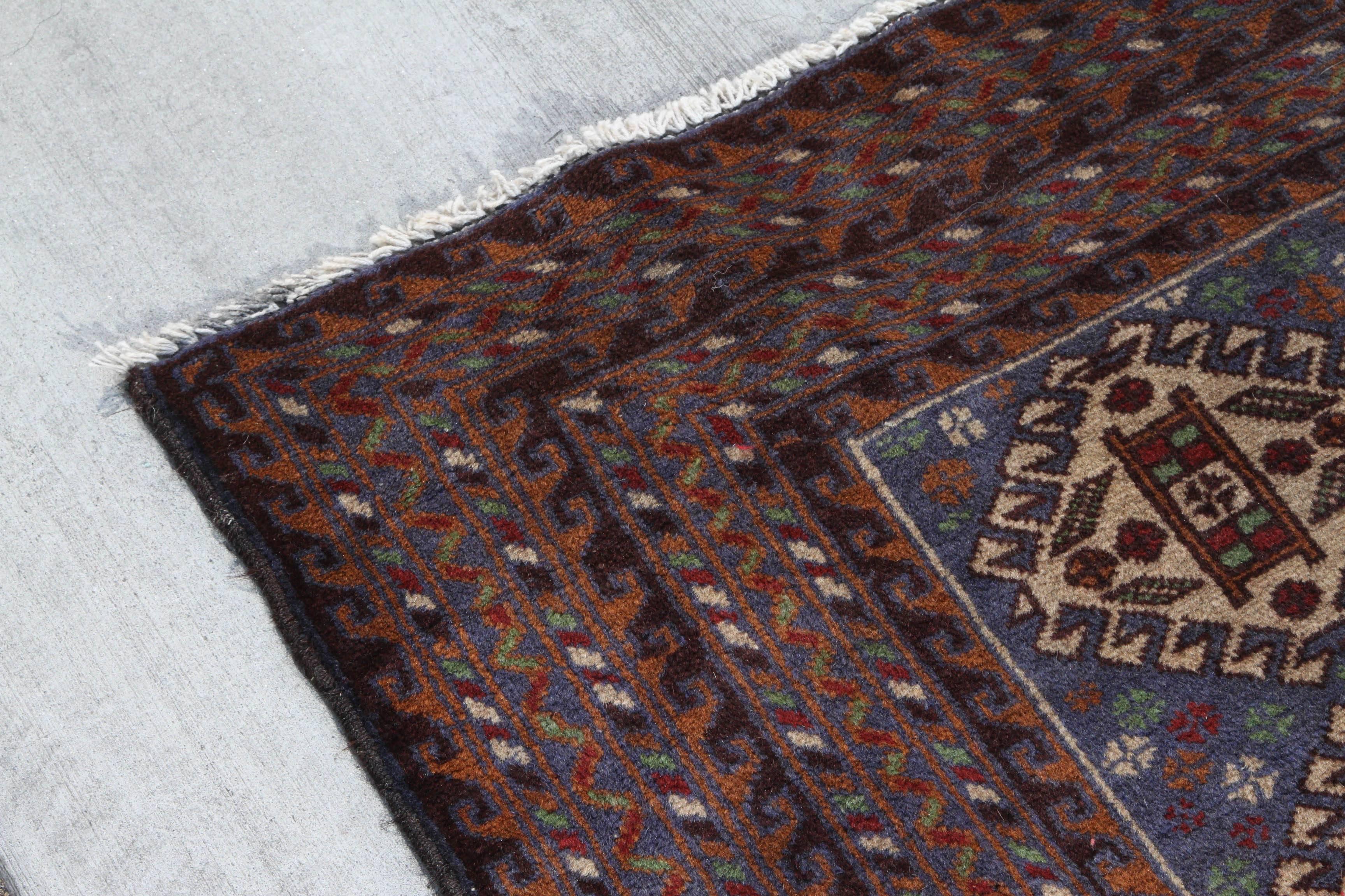 Multicolored Antique Persian Baluchi Rug In Excellent Condition For Sale In South Pasadena, CA