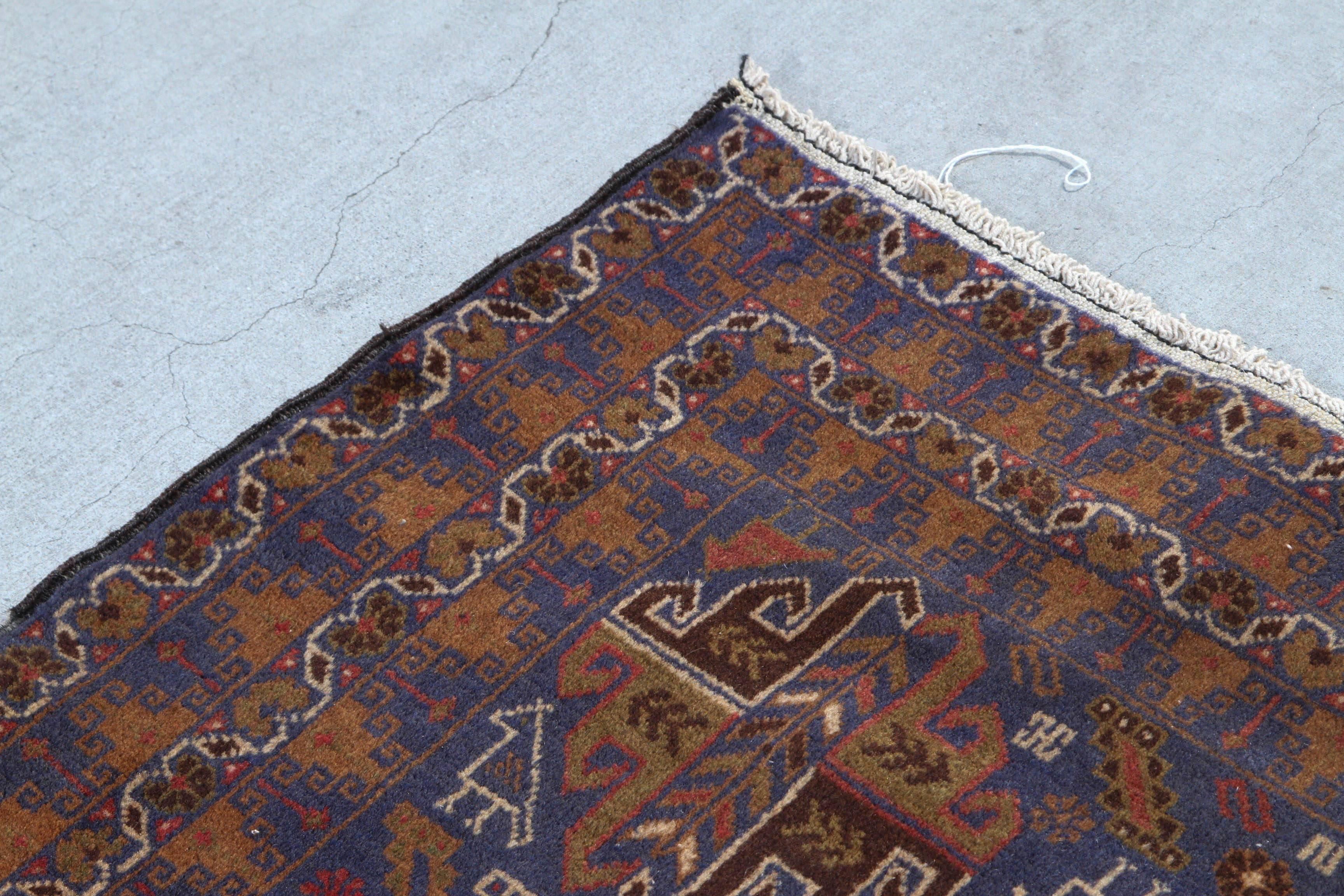 Floral Antique Persian Baluchi Rug In Good Condition For Sale In South Pasadena, CA