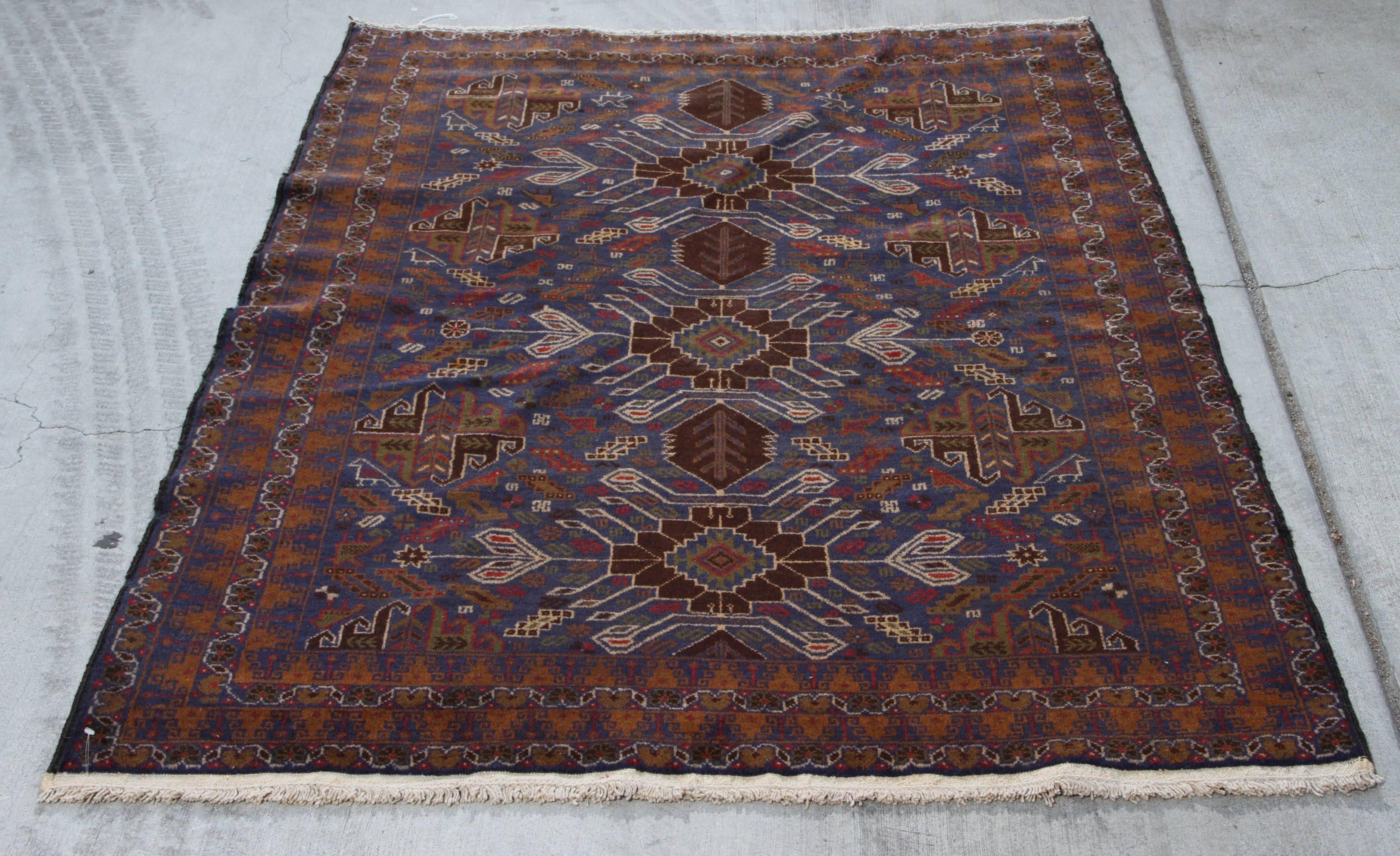 20th Century Floral Antique Persian Baluchi Rug For Sale