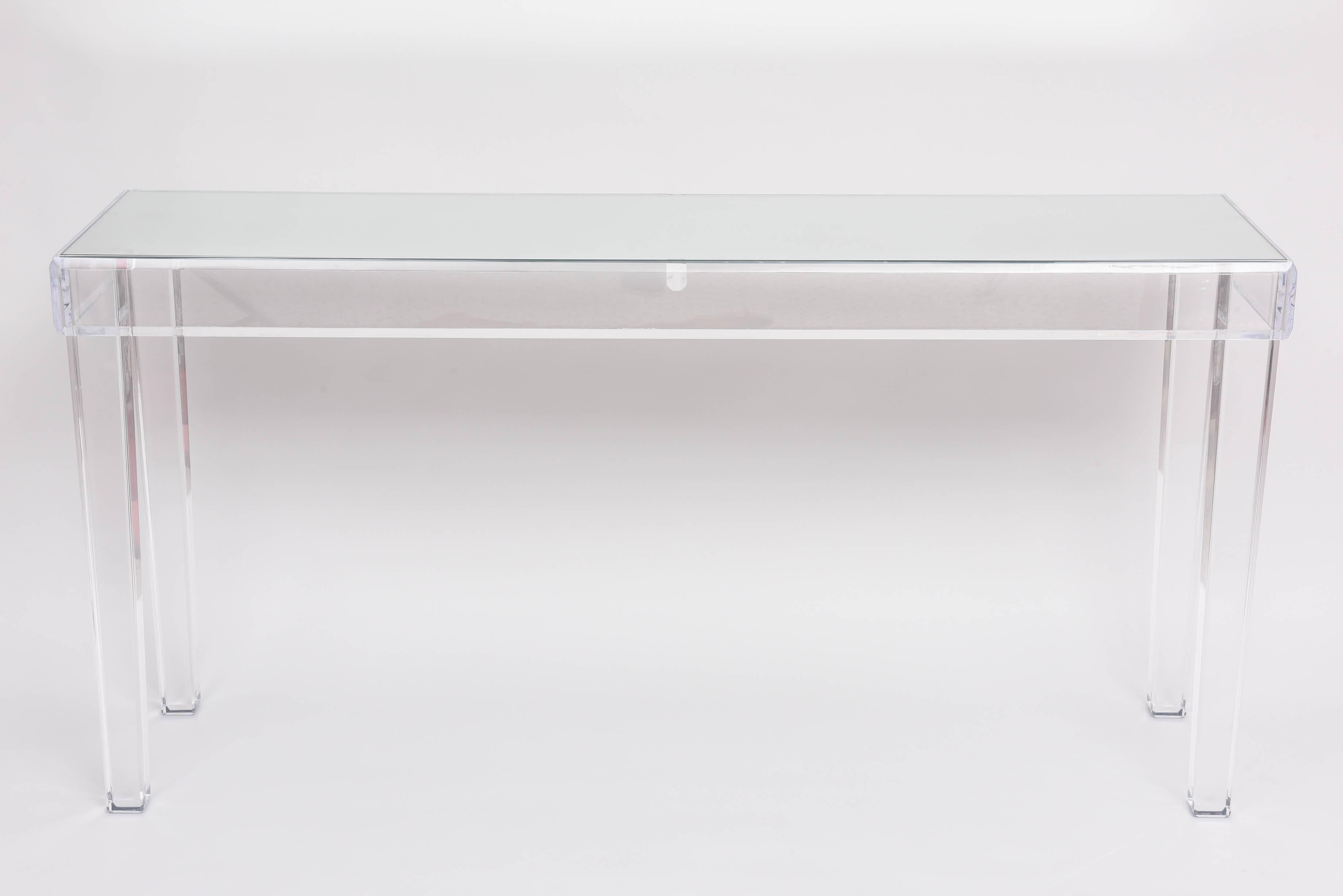 Bespoke Lucite and Mirror Console Table, American, Modern In Excellent Condition In West Palm Beach, FL