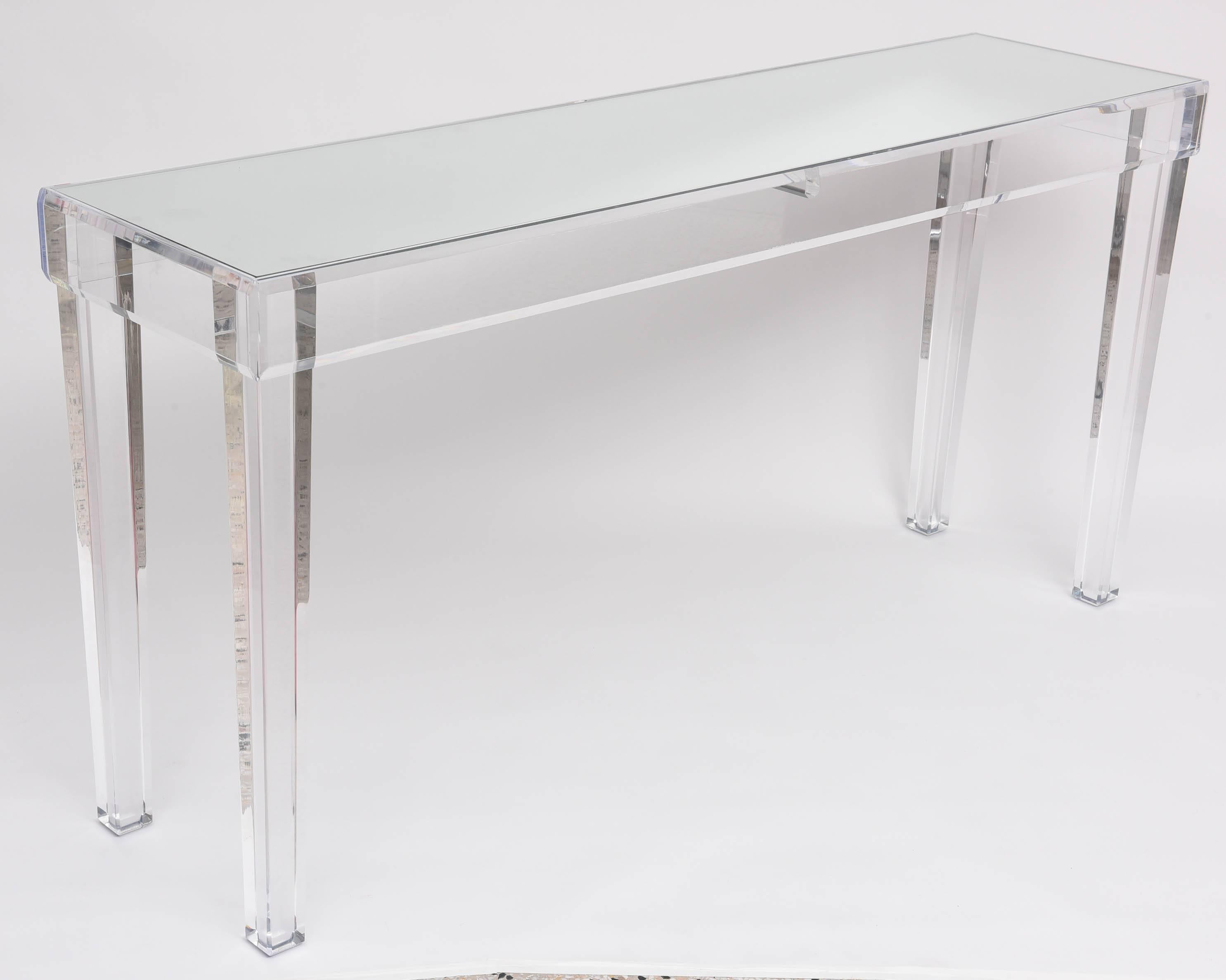 Bespoke Lucite and Mirror Console Table, American, Modern 2