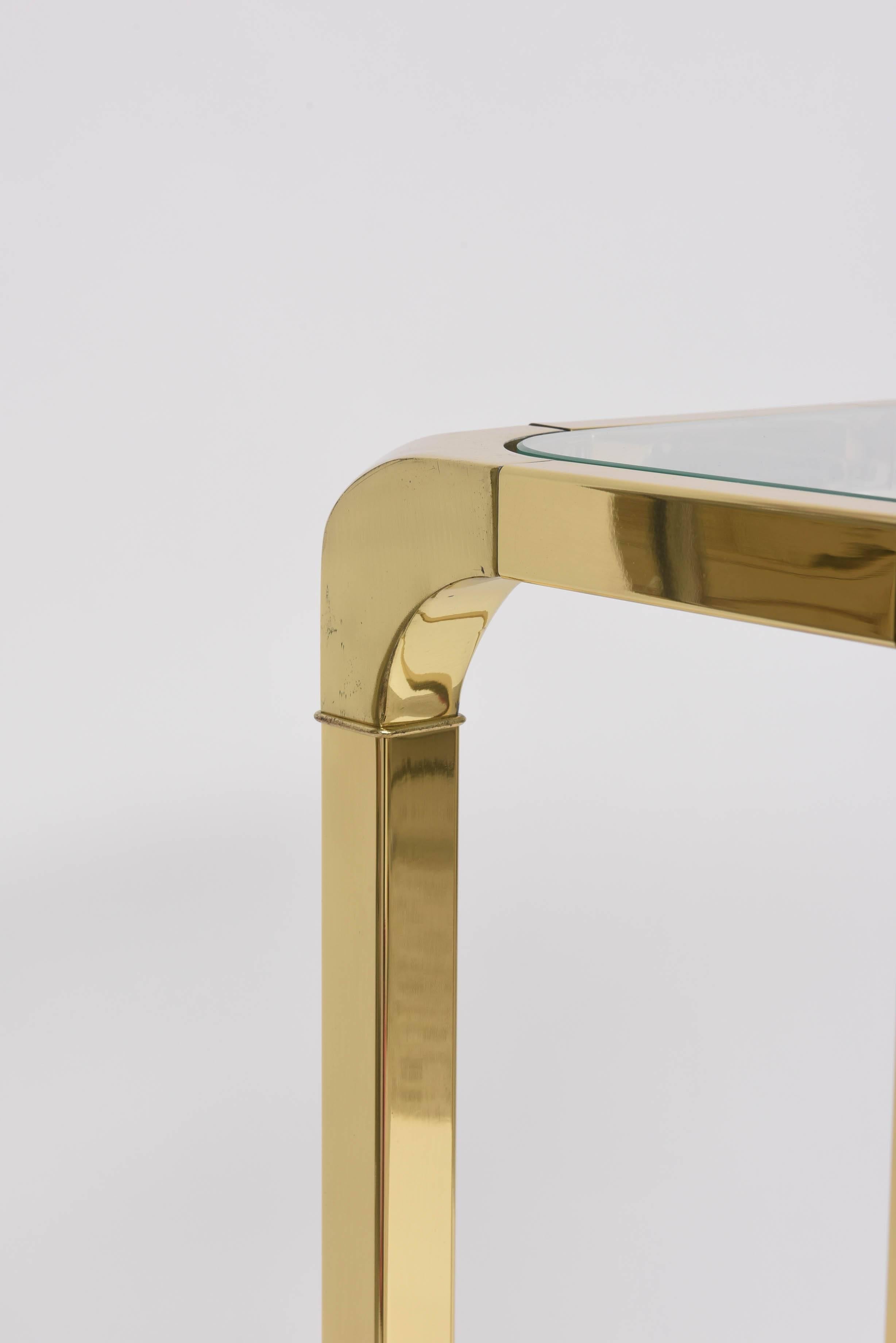 Polished Brass and Glass Pedestal, Mastercraft, American, 1970s-1980s 1