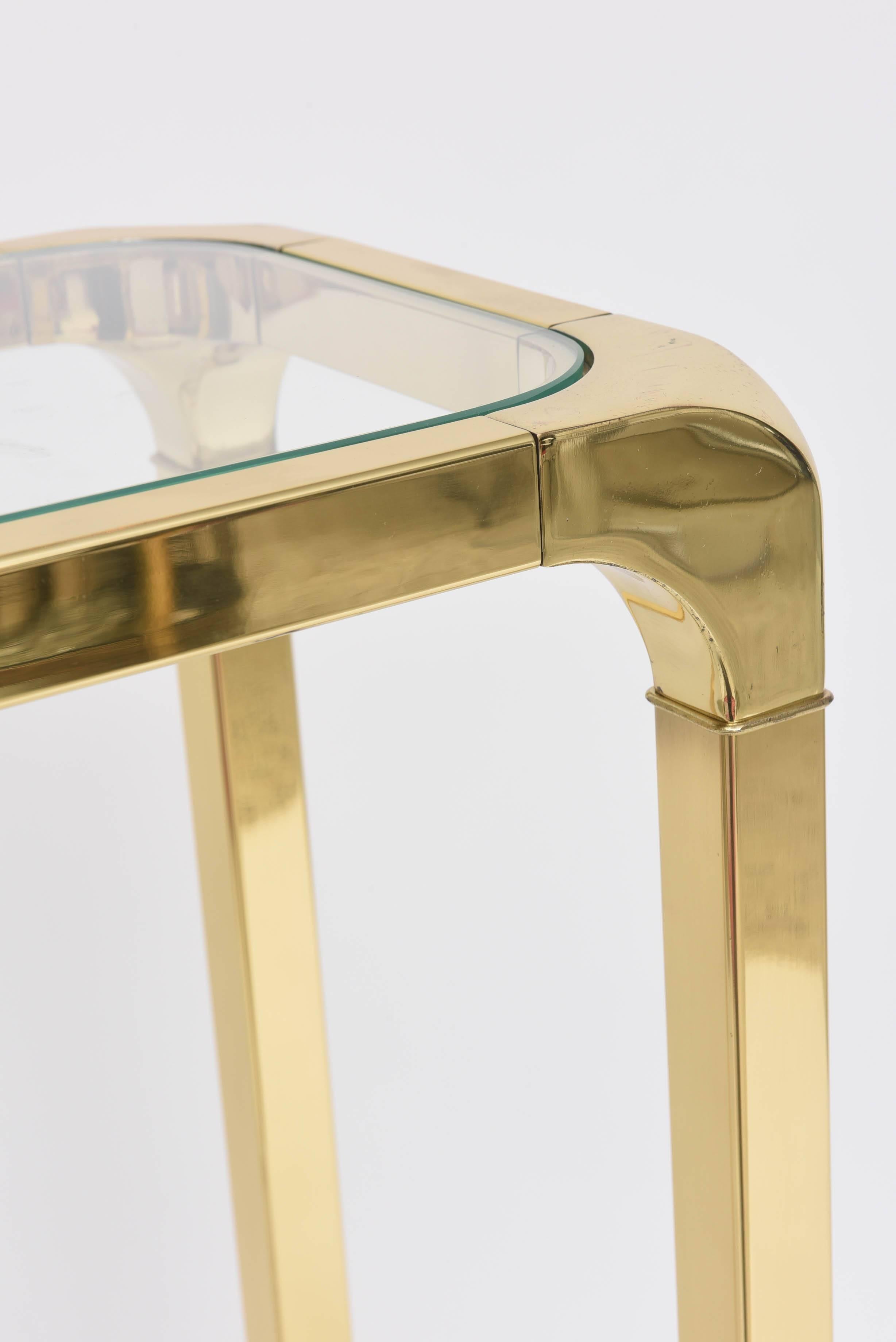 Polished Brass and Glass Pedestal, Mastercraft, American, 1970s-1980s 3