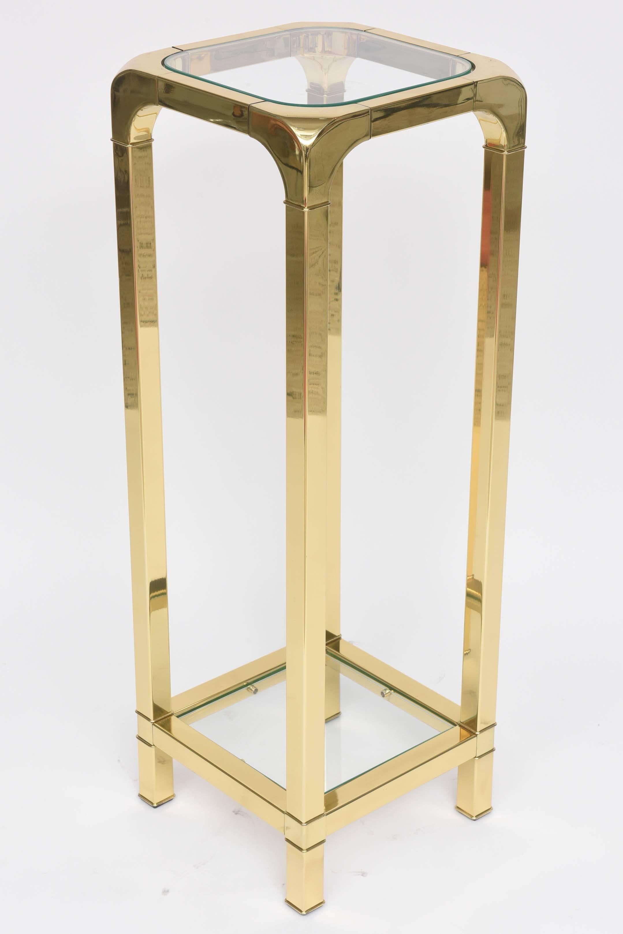 Polished Brass and Glass Pedestal, Mastercraft, American, 1970s-1980s 4