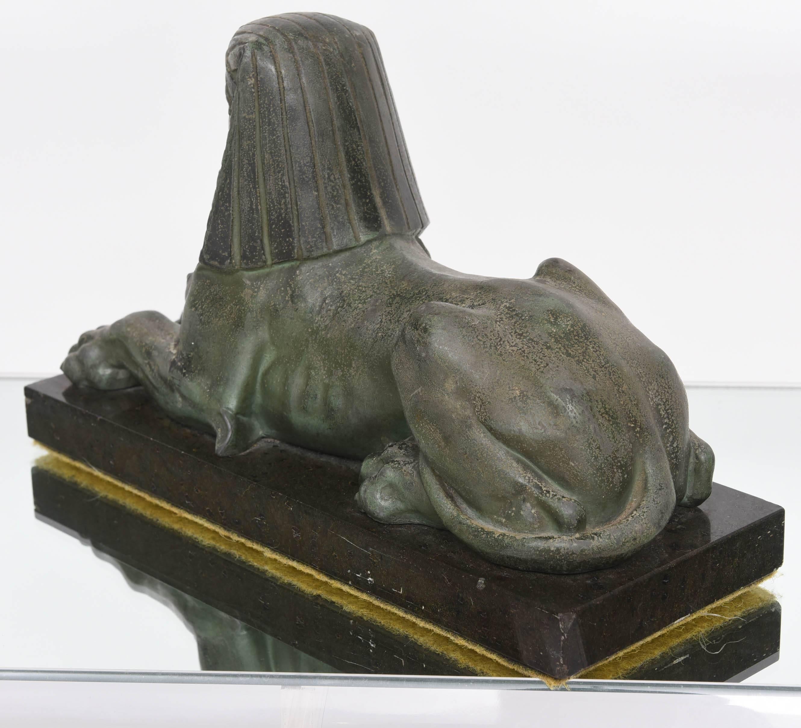 Neo-Classical French, Empire Revival-Egyptian Sphinx on Marble Base 3