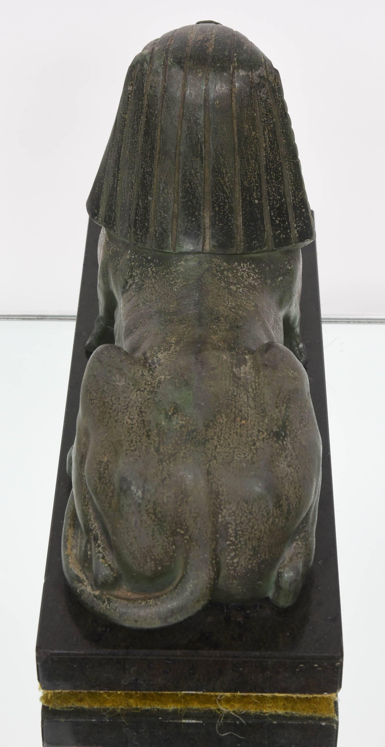 Neo-Classical French, Empire Revival-Egyptian Sphinx on Marble Base 4