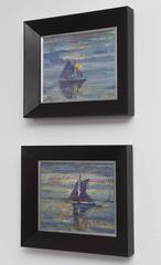 Pr of American Mid-Century Modern, Impressionist Paintings of Sail Boats