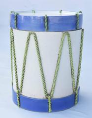 Glazed Terracotta Drum-Form Garden Stool